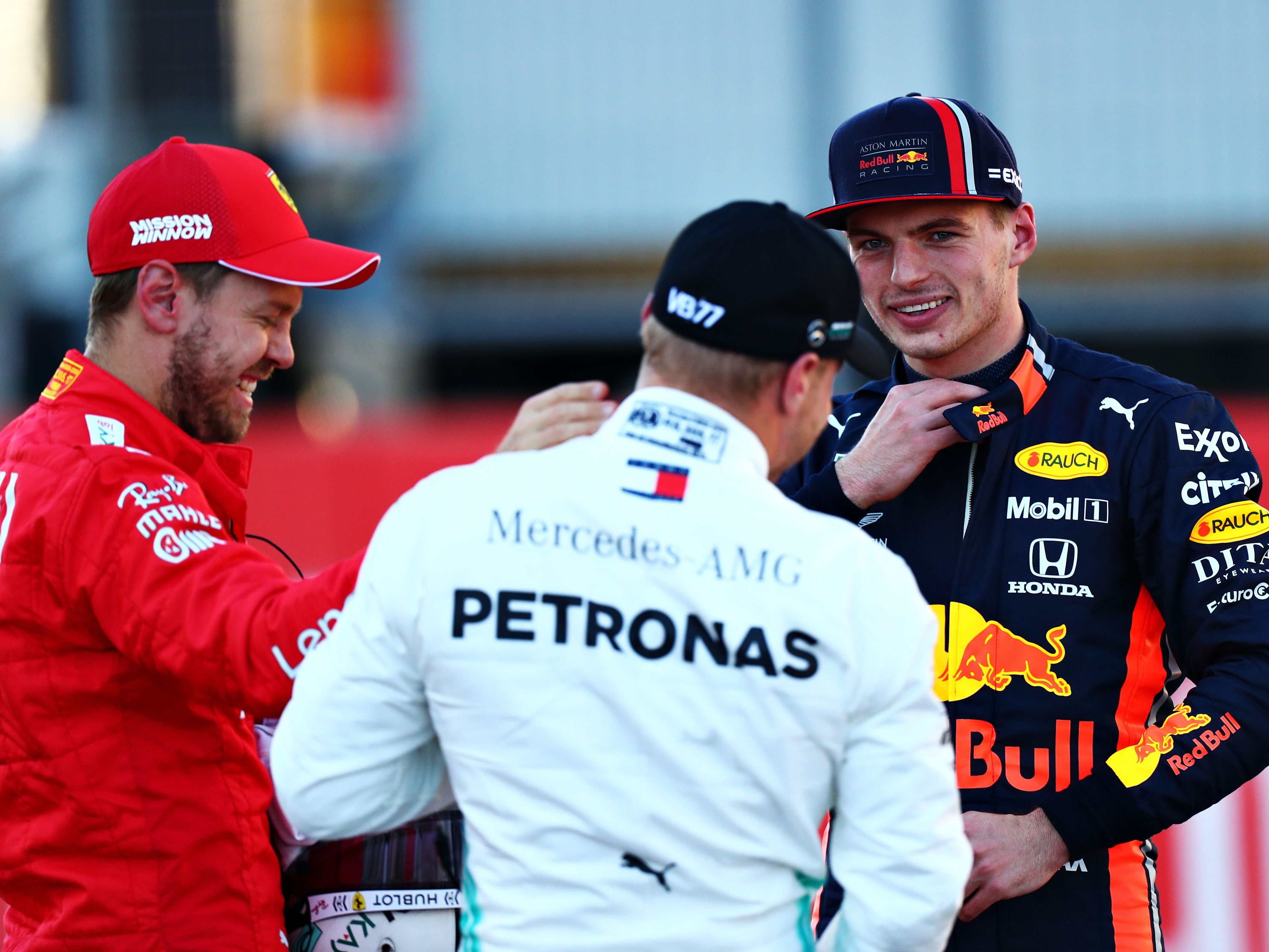 Vettel mit Bottas und Verstappen.