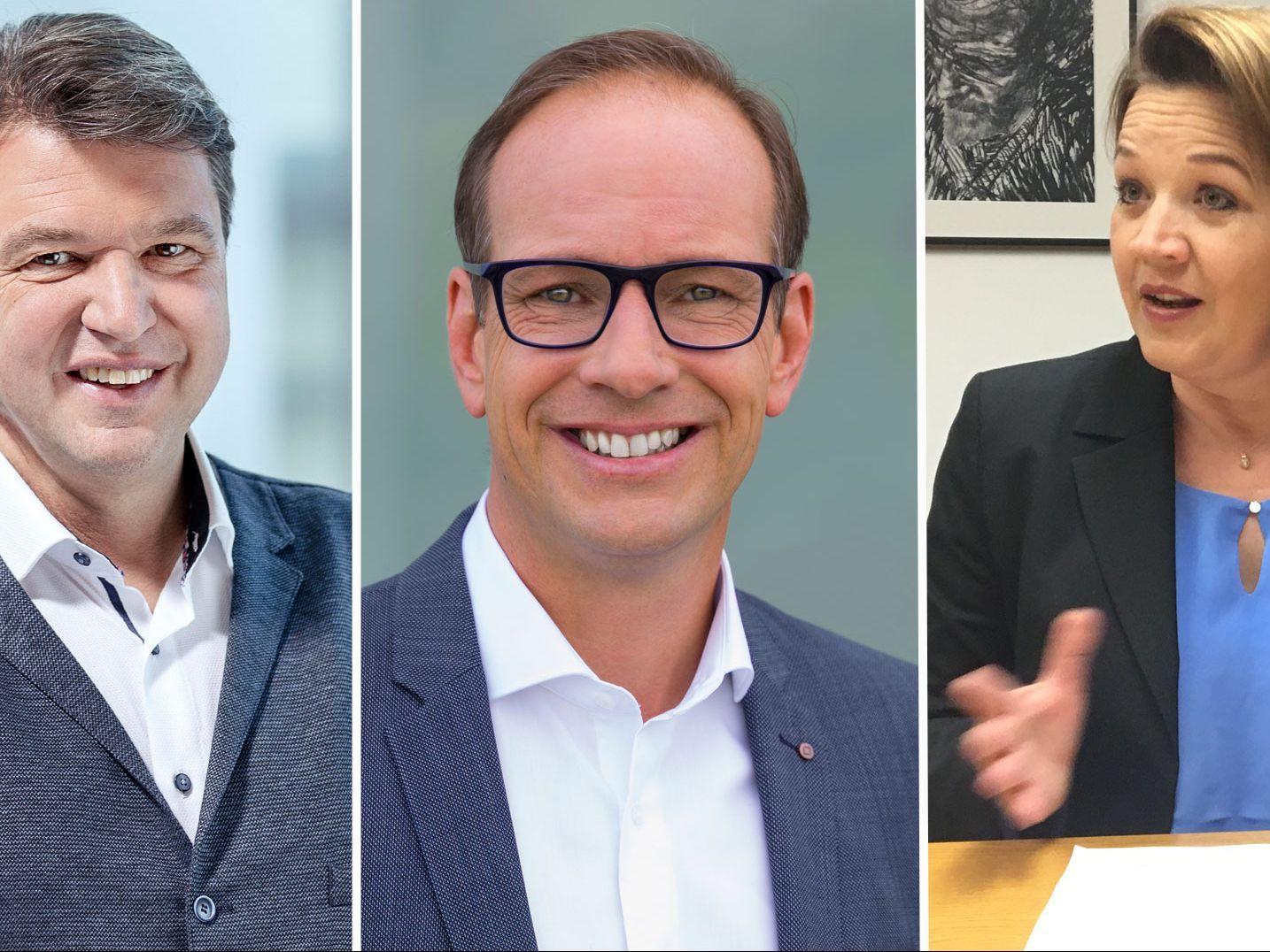 Die Bürgermeister Kurt Fischer, Dieter Egger und Andrea Kaufmann wurden von der Ampelschaltung selbst überrascht.