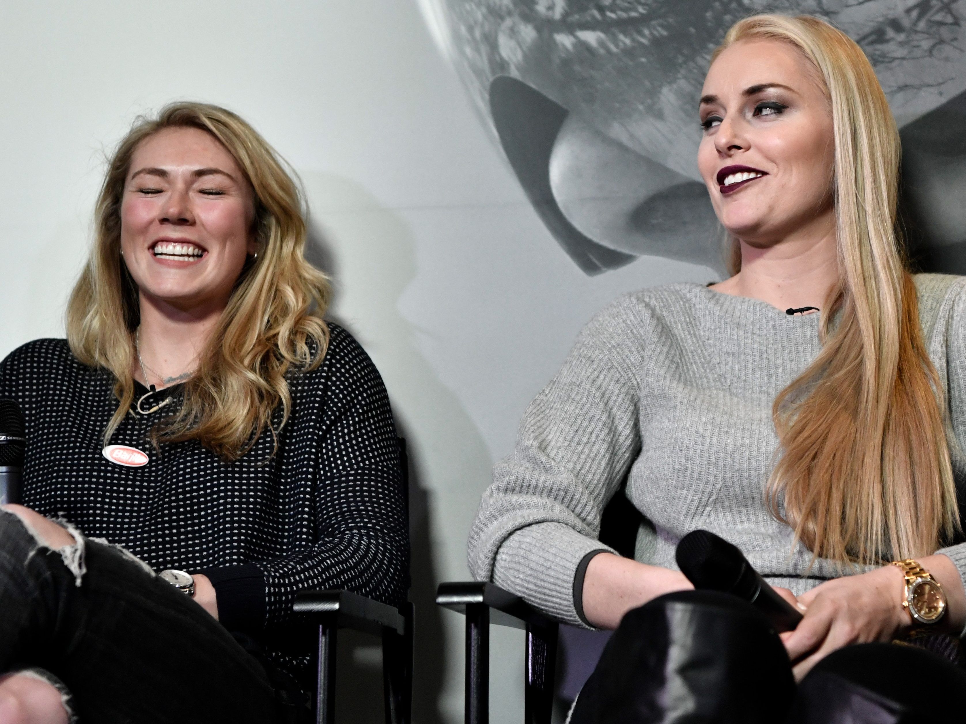 Mikaela Shiffrin (l.) und Lindsey Vonn (r.) beim Weltcupfinale 2017 in Aspen.