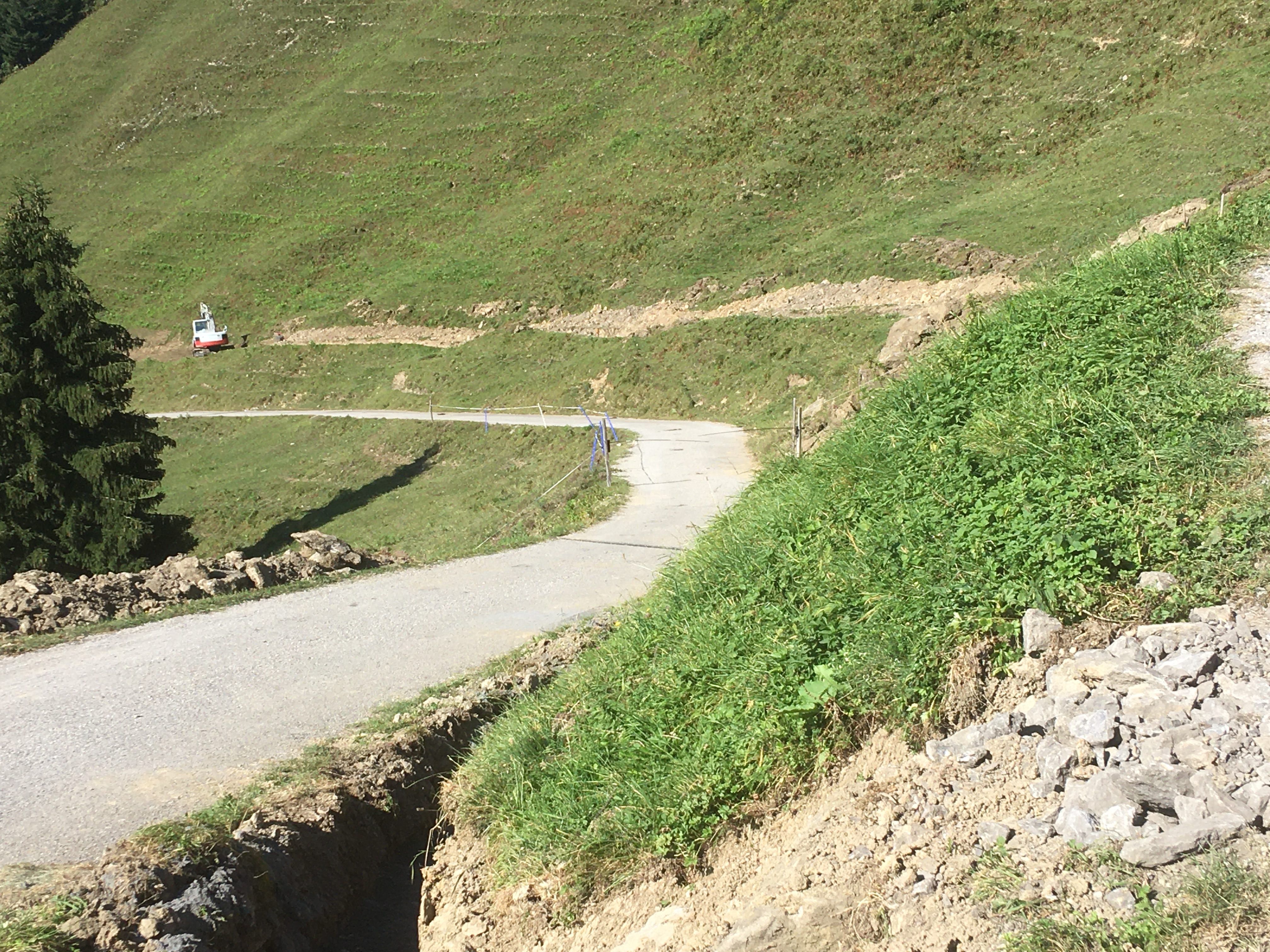 Die Verlegung der Stromleitungen auf die Alpe Almein konnte fertiggestellt werden Die Verlegung der Stromleitungen auf die Alpe Almein konnte fertiggestellt werden
