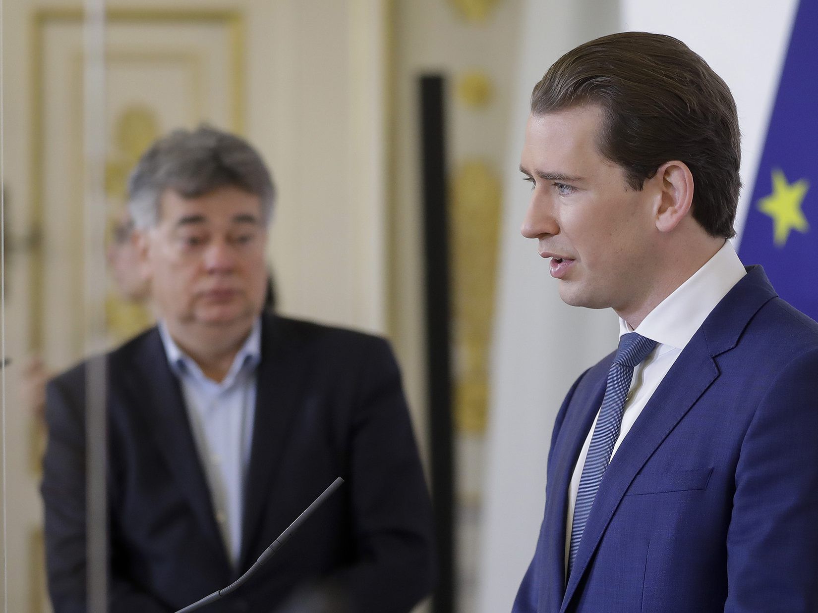 Im Pressefoyer nach dem Ministerrat werden die aktuellen Beschlüsse der Bundesregierung kommuniziert.