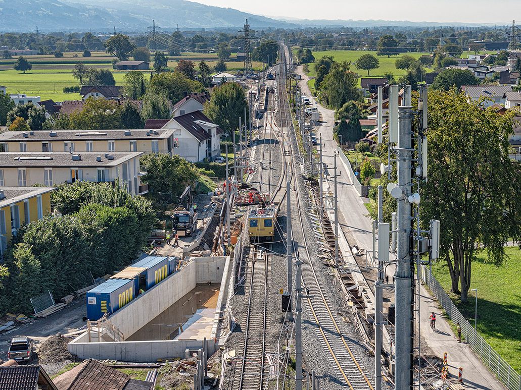 Zahlreiche Arbeiten am Ausbau der Bahnstrecke Lustenau – Lauterach wurden bereits umgesetzt.