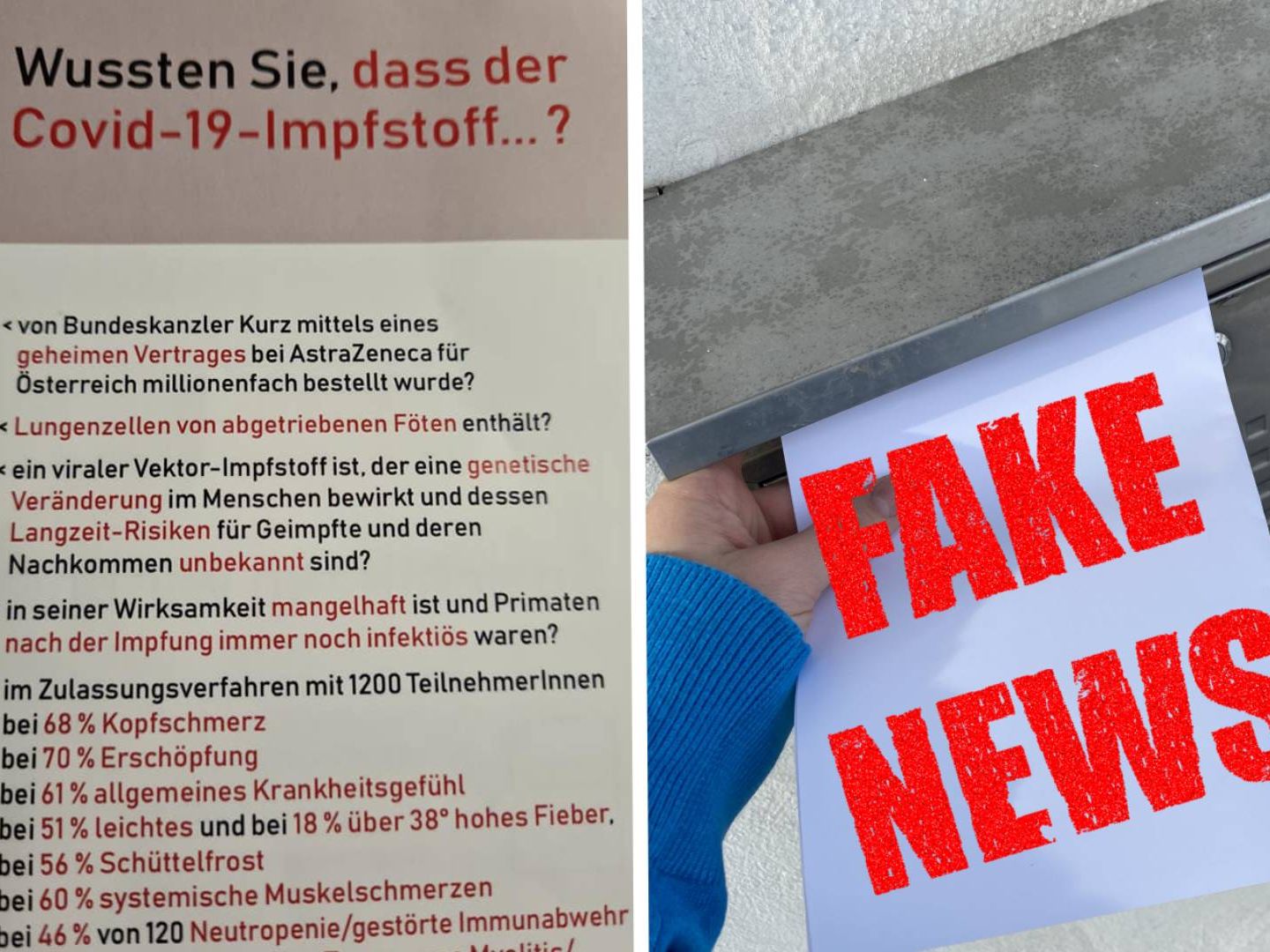 Ein Verein verteilt Flyer mit Corona-kritischen Inhalten. Ein Verein verteilt Flyer mit Corona-kritischen Inhalten.
