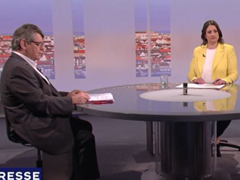 ÖGB-Chef Katzian im Gespräch mit VN-Chefredakteur Gerold Riedmann und Regina Pöll (ORF). ÖGB-Chef Katzian im Gespräch mit VN-Chefredakteur Gerold Riedmann und Regina Pöll (ORF).