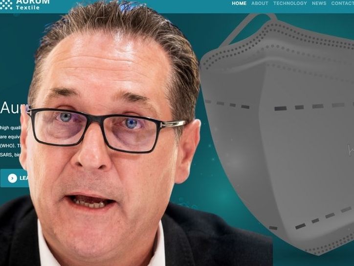 Strache bestreitet, dass dort Masken hergestellt werden - die Website hingegen wirbt für Masken.