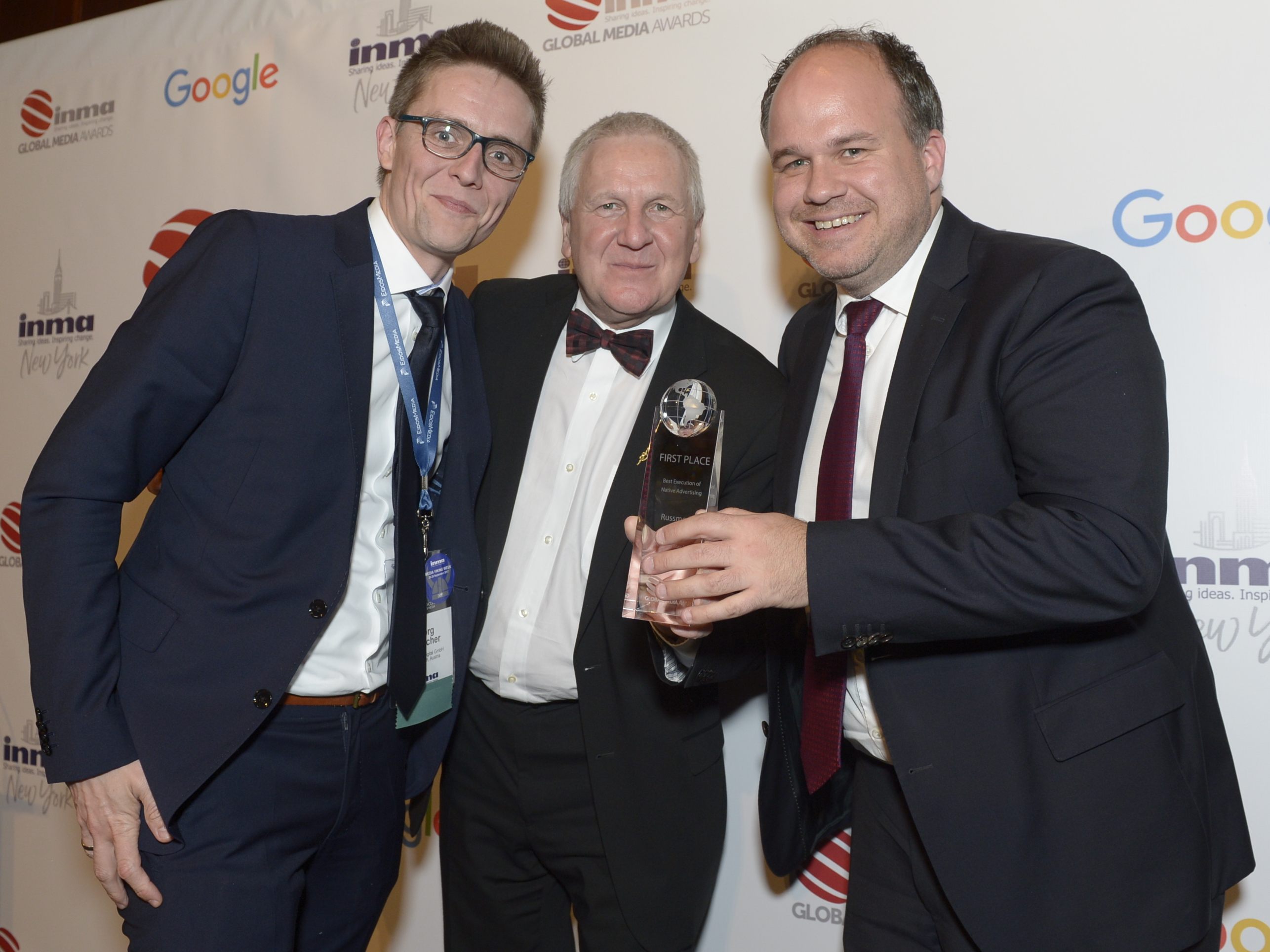 Bild aus unbeschwerten Zeiten vor der Pandemie. Bereits 2017 durften Georg Burtscher (li) und Gerold Riedmann für Russmedia einen INMA Award in New York entgegennehmen. Bild aus unbeschwerten Zeiten vor der Pandemie. Bereits 2017 durften Georg Burtscher (li) und Gerold Riedmann für Russmedia einen INMA Award in New York entgegennehmen.