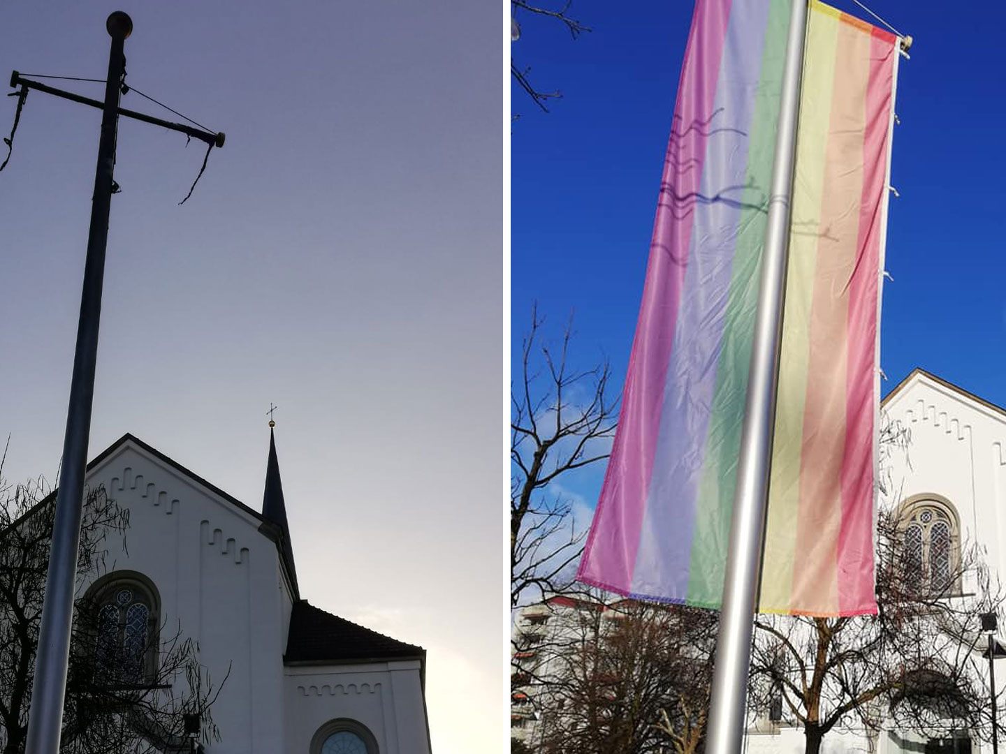 In Hard wurde die Regenbogenfahne durch Feuer komplett zerstört.