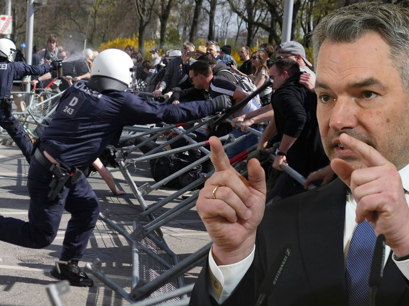 Die Polizei hatte am Samstag Mühe mit Teilnehmern einer Corona-Demo. Die Polizei hatte am Samstag Mühe mit Teilnehmern einer Corona-Demo.