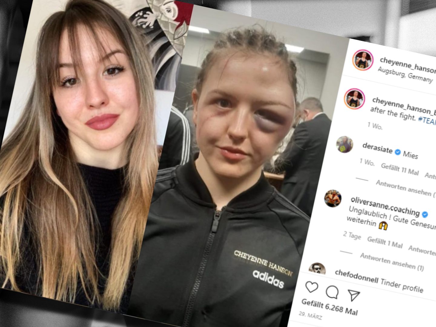 Cheyenne Hanson zeigt auf ihrem Instagram-Kanal ein Vorher-Nachher Foto.