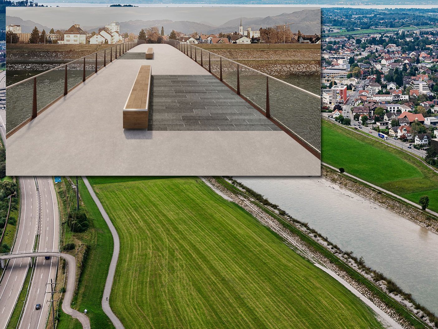 In Lustenau soll eine neue Fahrrad- und Fußgängerbrücke entstehen. In Lustenau soll eine neue Fahrrad- und Fußgängerbrücke entstehen.
