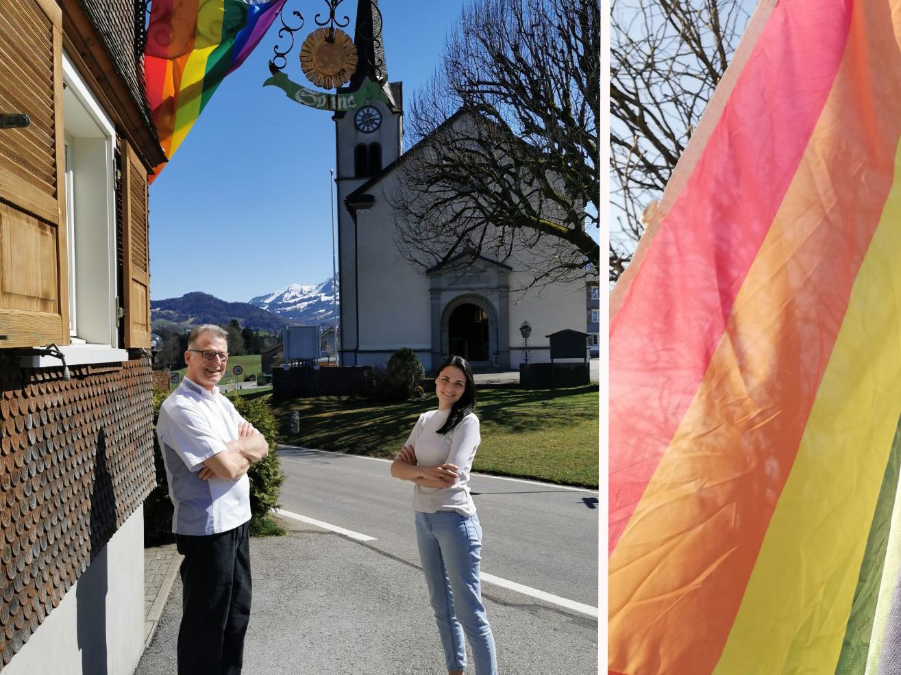 Die Neßlers setzen mit der Regenbogenfahne eine Zeichen.