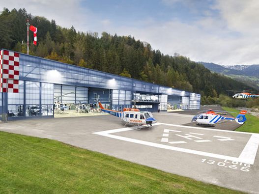 Der Wucher-Heliport in Ludesch wird ausgebaut. Es kommen eine Zwischenhalle und ein dritter Hangar.