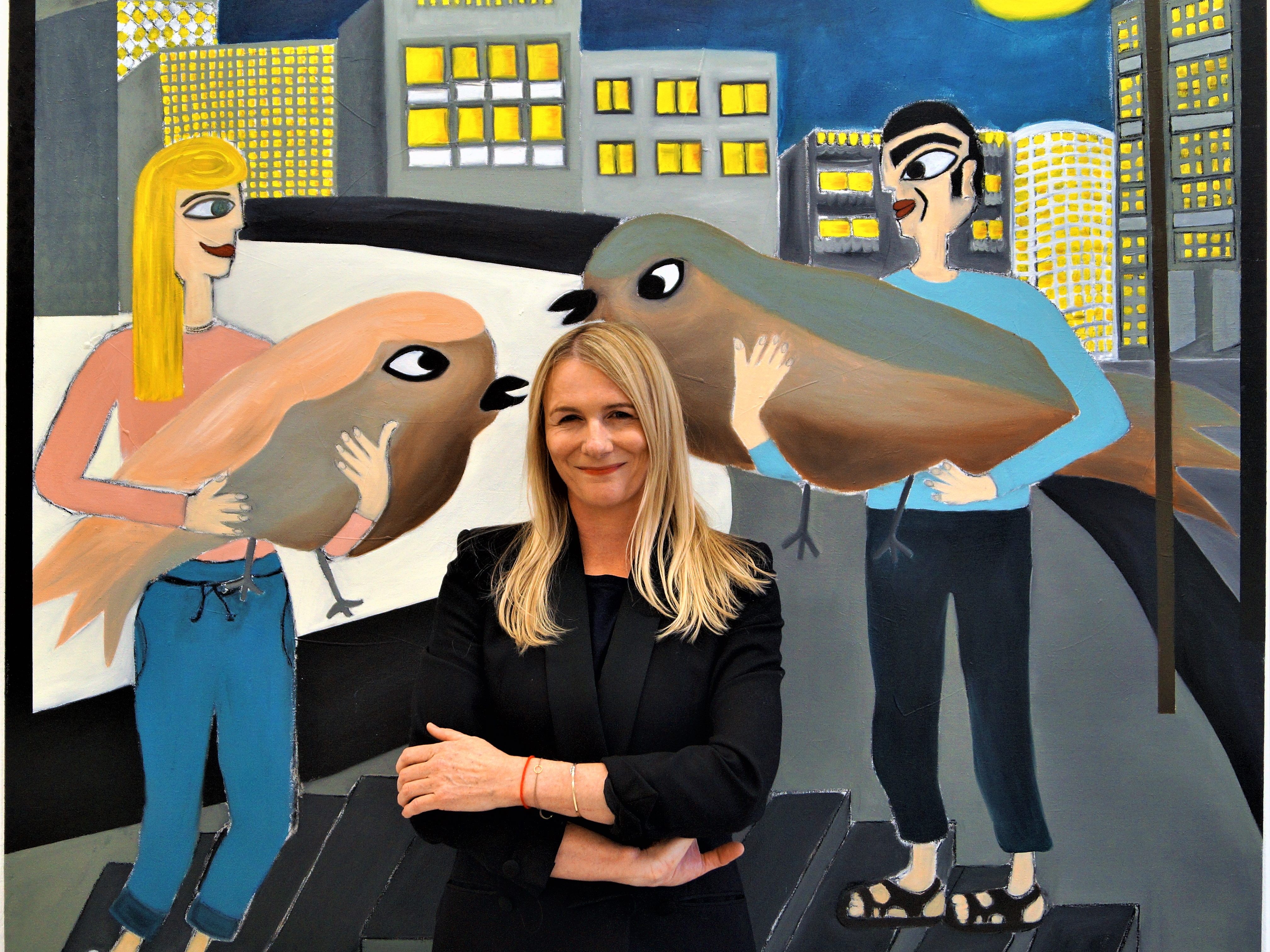 Katja Berger mit ihrem Bild für "An Vogel" Katja Berger mit ihrem Bild für "An Vogel"