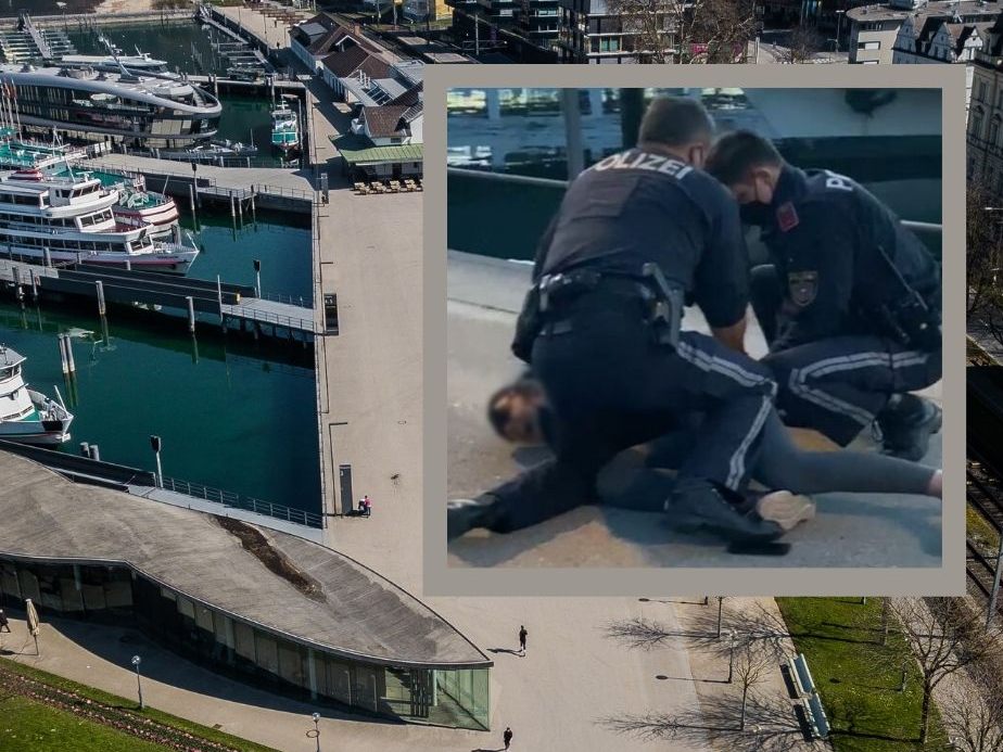 Dramatische Szenen bei einer Festnahme einer jungen Frau am Bregenzer Hafen.