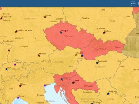 Österreich ist auf der US-Reisewarnungskarte nicht mehr rot (Screenshot) Österreich ist auf der US-Reisewarnungskarte nicht mehr rot (Screenshot)