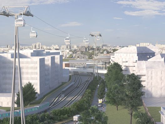 Rendering der geplanten Stadtseilbahn "Câble A" im Großraum Paris.