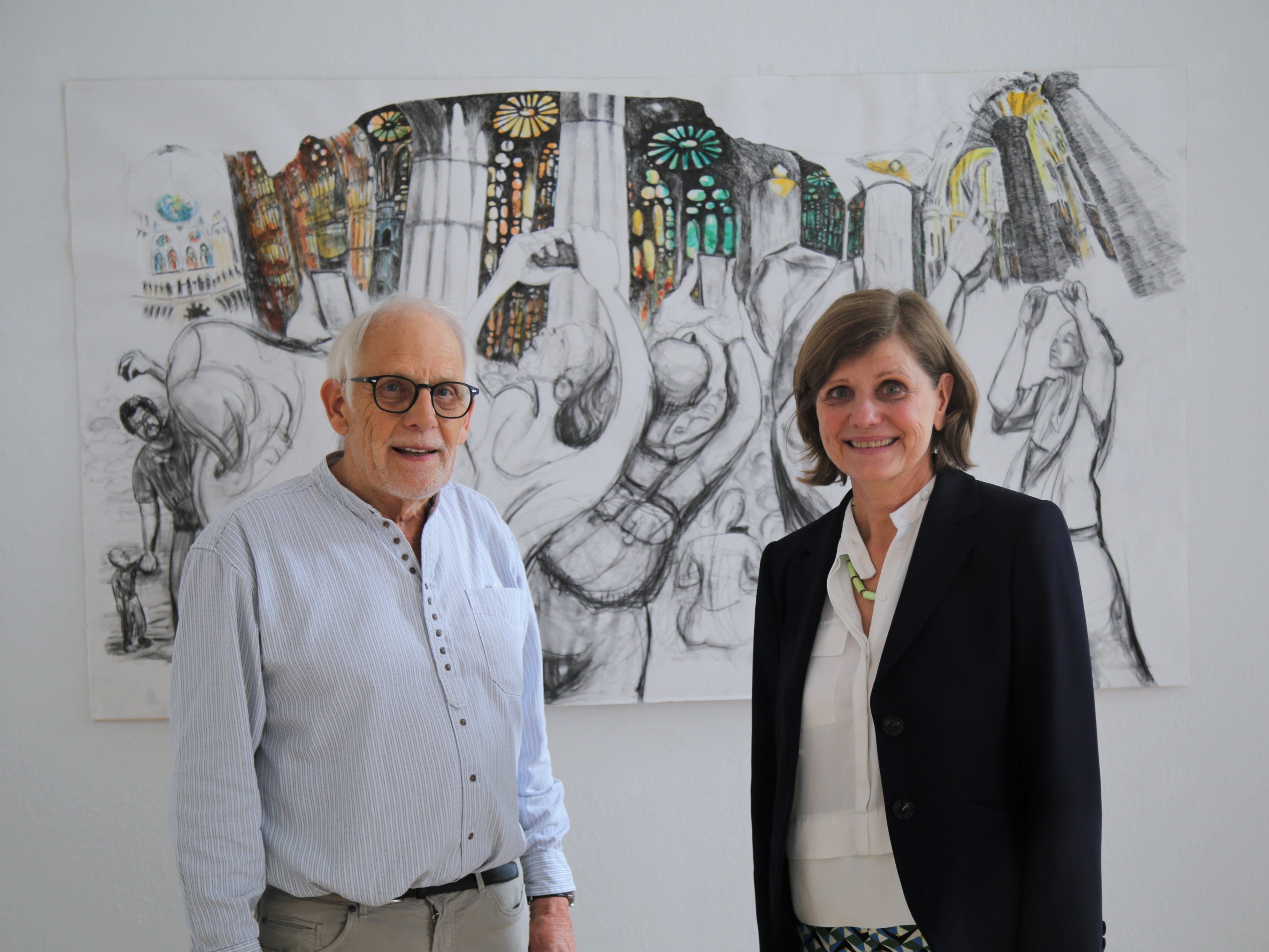 Künstler Rainer Wolf mit Landesrätin Barbara Schöbi-Fink. Künstler Rainer Wolf mit Landesrätin Barbara Schöbi-Fink.