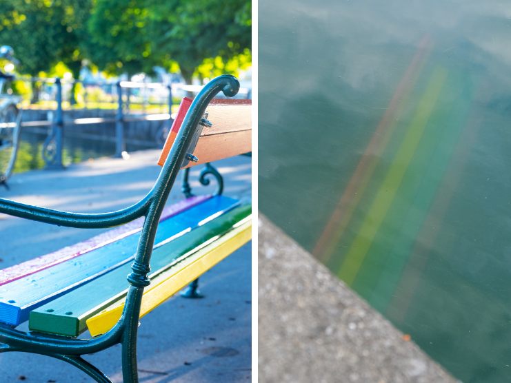 Seit Juni zierten vier Regenbogen-Bänke die Seepromenade und die Innenstadt.