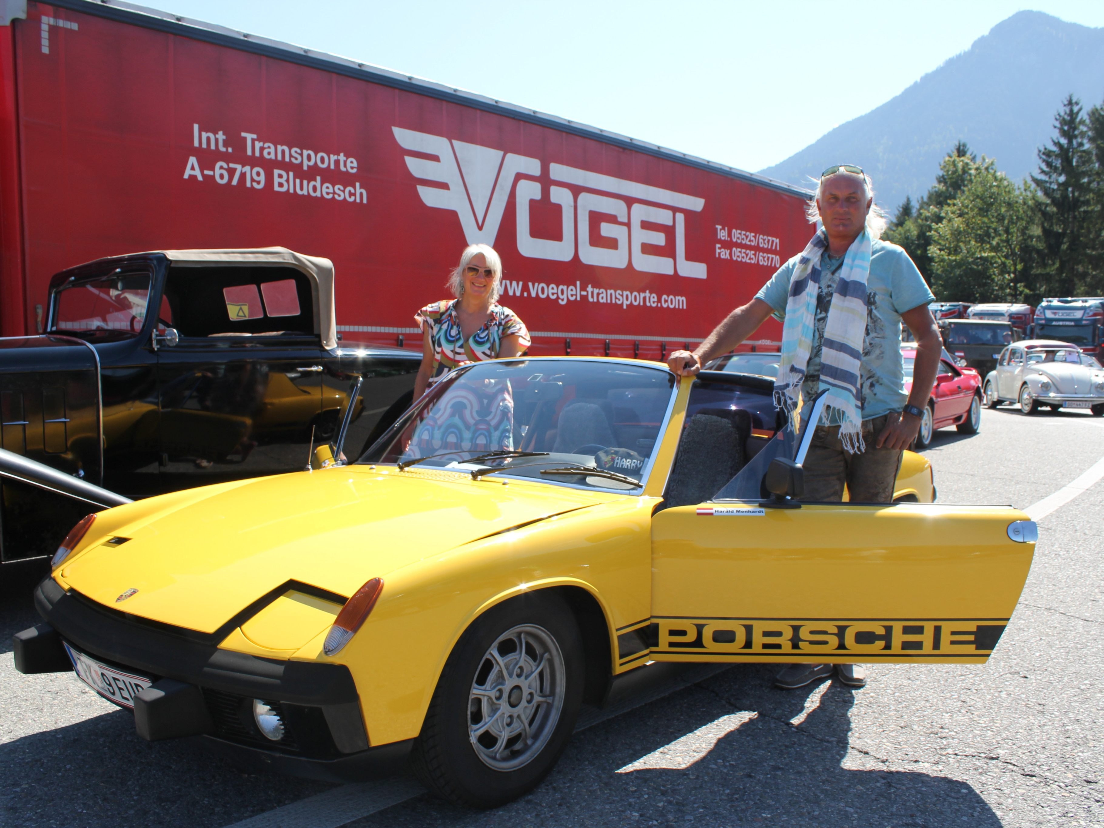 Harald Menhardt und Elke Obermüller (Weiler) mit Porsche 914 Bj. 1972