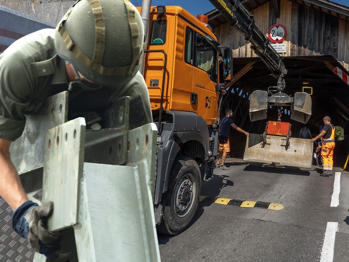 Das Bundesheer wird für den Bau der dieser Behelfsbrücke nicht herangezogen. Das Bundesheer wird für den Bau der dieser Behelfsbrücke nicht herangezogen.