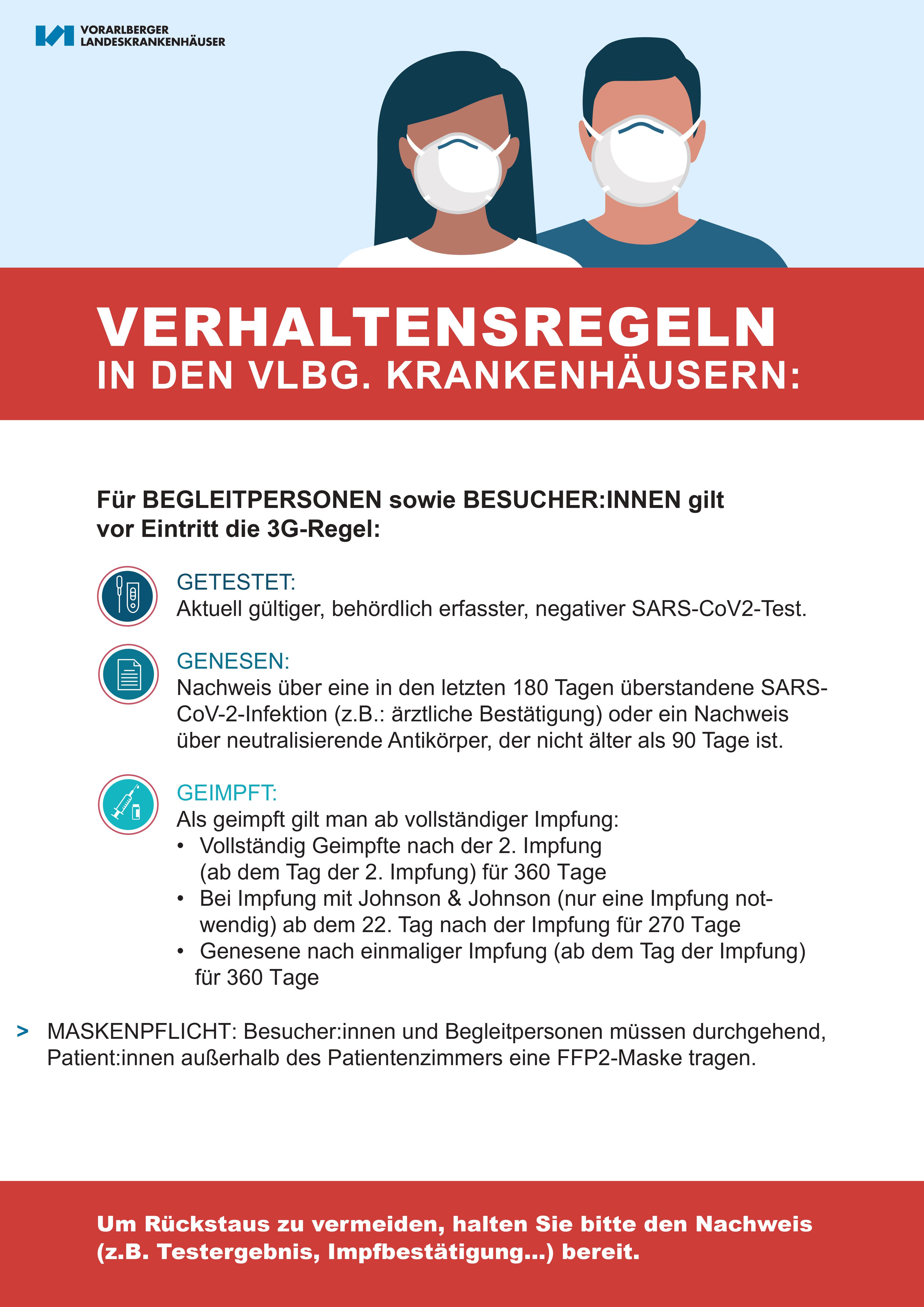 Die Verhaltensregeln in den Vorarlberger Krankenhäusern. Die Verhaltensregeln in den Vorarlberger Krankenhäusern.