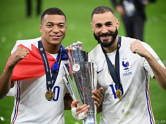 Frankreichs Matchwinner in der Nations League: Mbappe (l) und Benzema Frankreichs Matchwinner in der Nations League: Mbappe (l) und Benzema