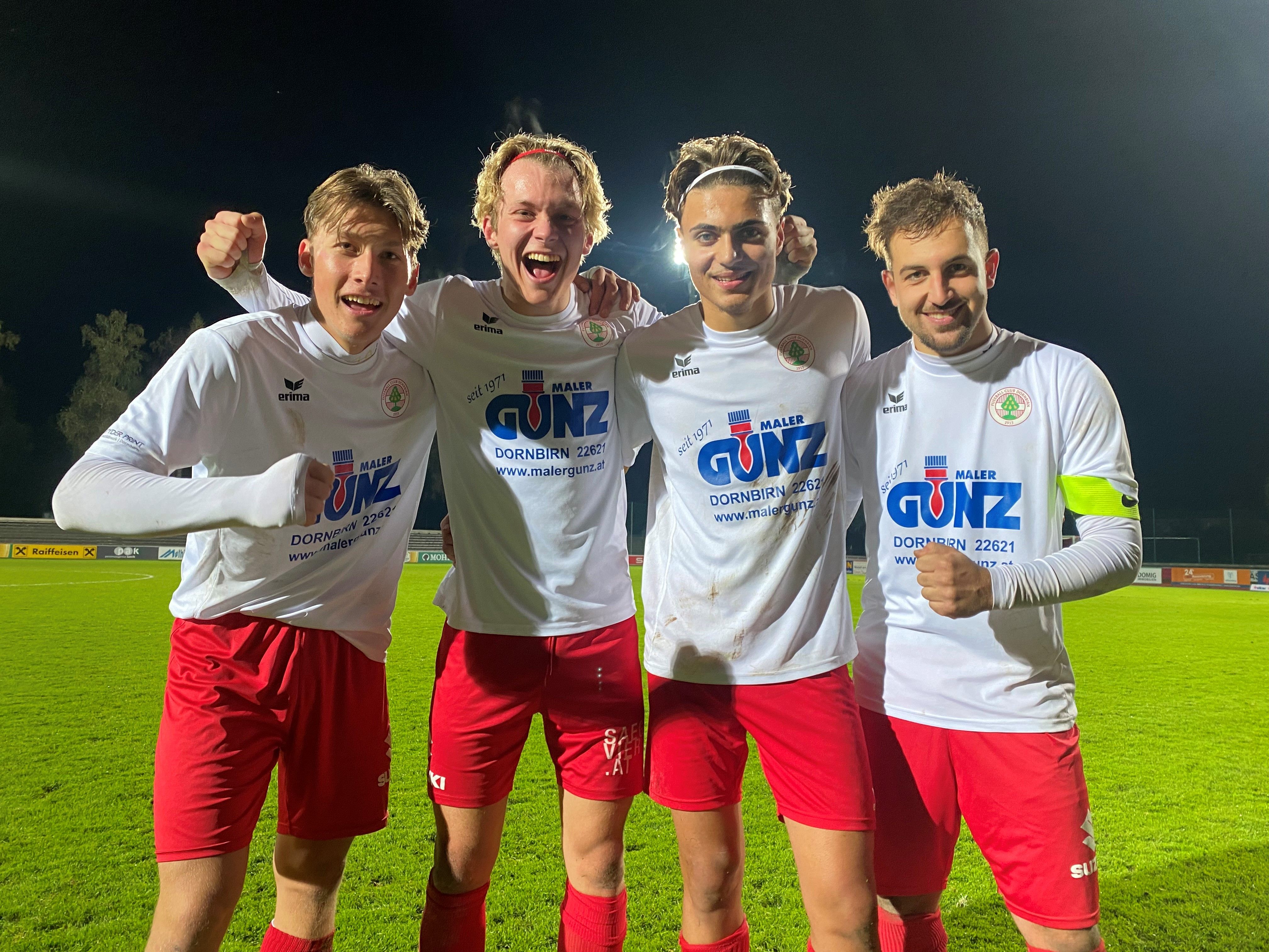 Die erfolgreichen Torschützen gegen Gaissau: Felix Gunz, Aaron Fontain, Bekem Bicki und Mario Hörburger. Die erfolgreichen Torschützen gegen Gaissau: Felix Gunz, Aaron Fontain, Bekem Bicki und Mario Hörburger.