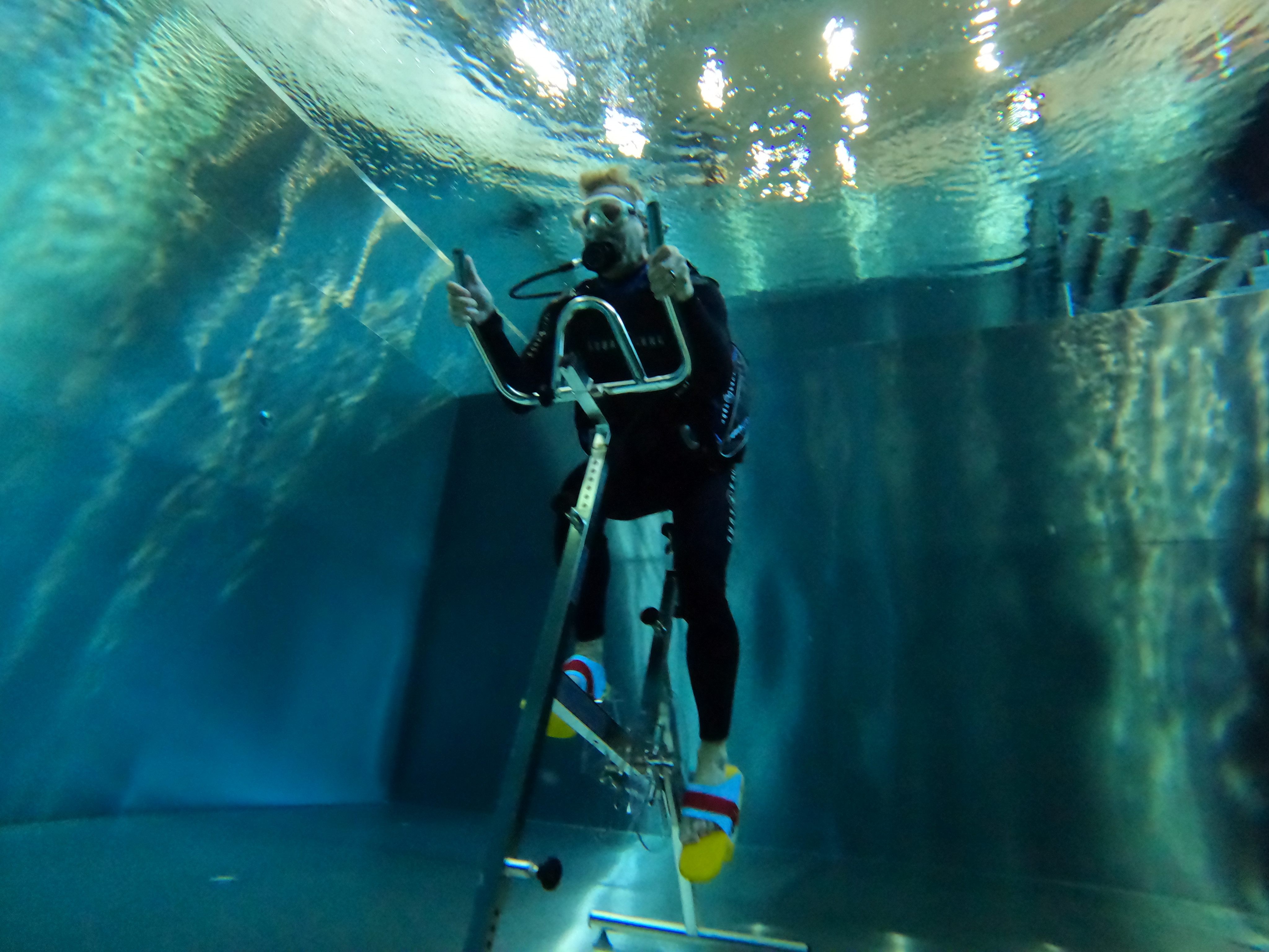 Die Räder werden 24 Stunden lang befahren, innerhalb dieser Zeit wird mehr als 115 km unter Wasser geradelt. Die Räder werden 24 Stunden lang befahren, innerhalb dieser Zeit wird mehr als 115 km unter Wasser geradelt.