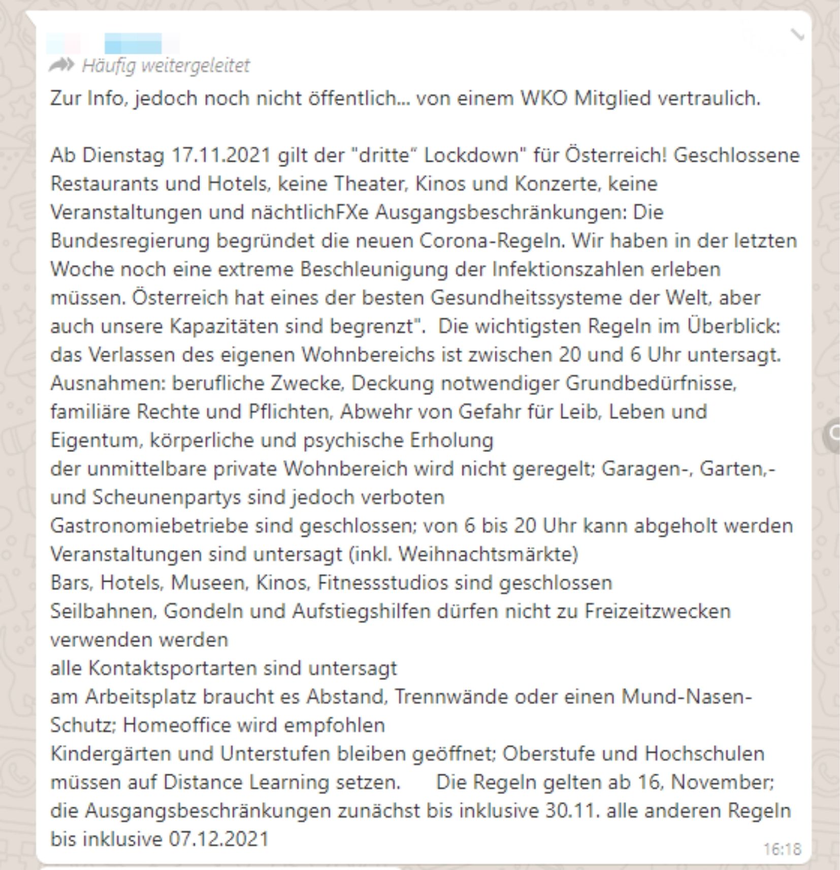 Die Gerüchte werden über Whatsapp verbreitet.