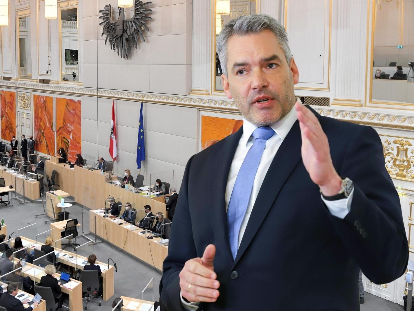 Nationalratssitzung zu Impfpflicht und Steuerreform. Nationalratssitzung zu Impfpflicht und Steuerreform.