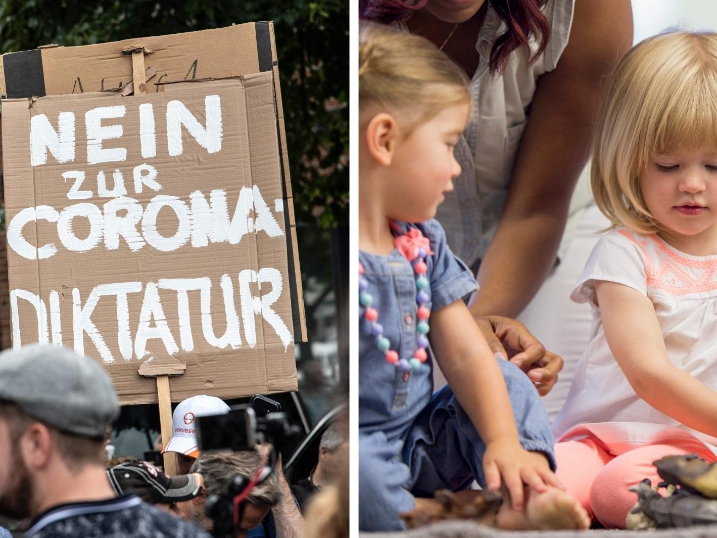 Corona-Demo vor Kinderhort sorgte für großen Wirbel und weinende Kinder.