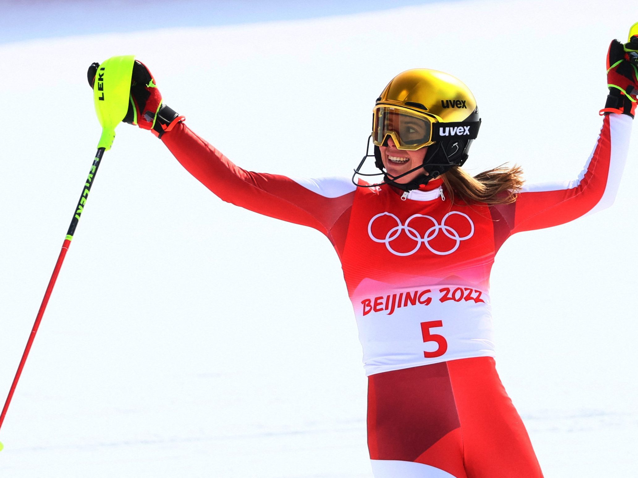 Katharina Liensberger errang bei den Olympischen Spielen Slalom-Silber.