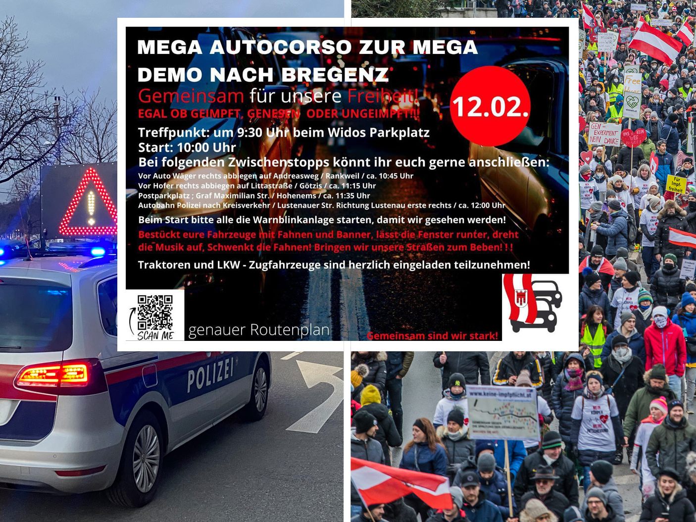 Maßnahmengegener planen einen Autocorso zur Demo in Bregenz. Maßnahmengegener planen einen Autocorso zur Demo in Bregenz.