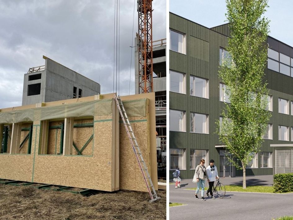 Ausweichschule Fischbach: Holzbauarbeiten gestartet.. Ausweichschule Fischbach: Holzbauarbeiten gestartet..