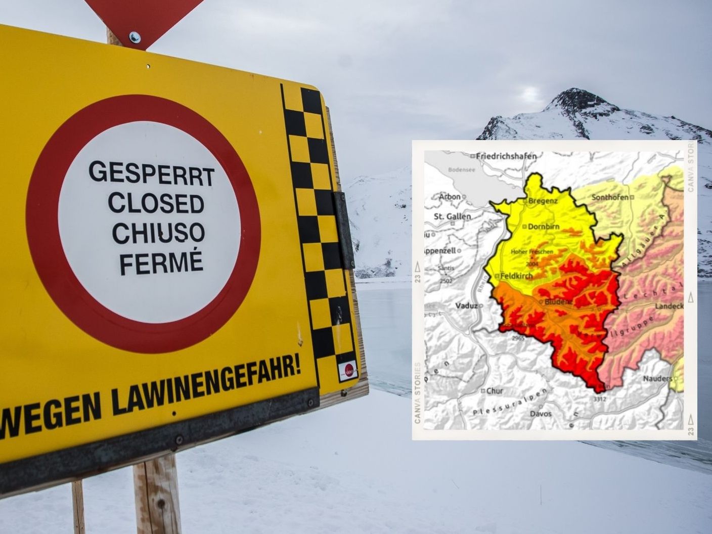 Bis zu 60 Zentimeter Schnee in Vorarlberg - Lawinenwarnstufe 4. Bis zu 60 Zentimeter Schnee in Vorarlberg - Lawinenwarnstufe 4.