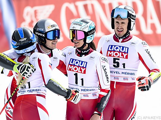 Das ÖSV-Team jubelte nur vor dem Finale gegen die Schweiz