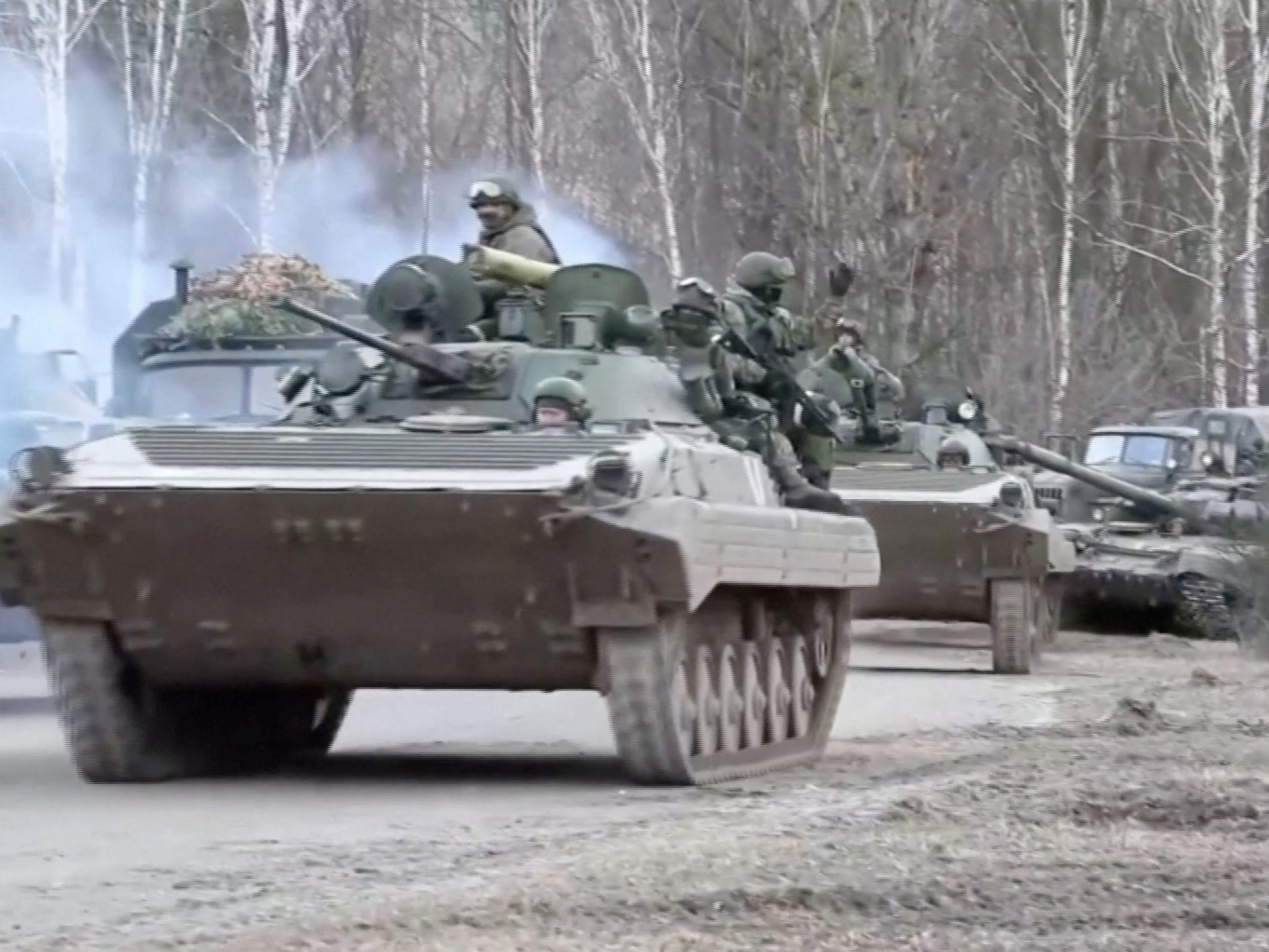 Russische Panzer in der ukrainischen Hauptstadt Kiew. Russische Panzer in der ukrainischen Hauptstadt Kiew.
