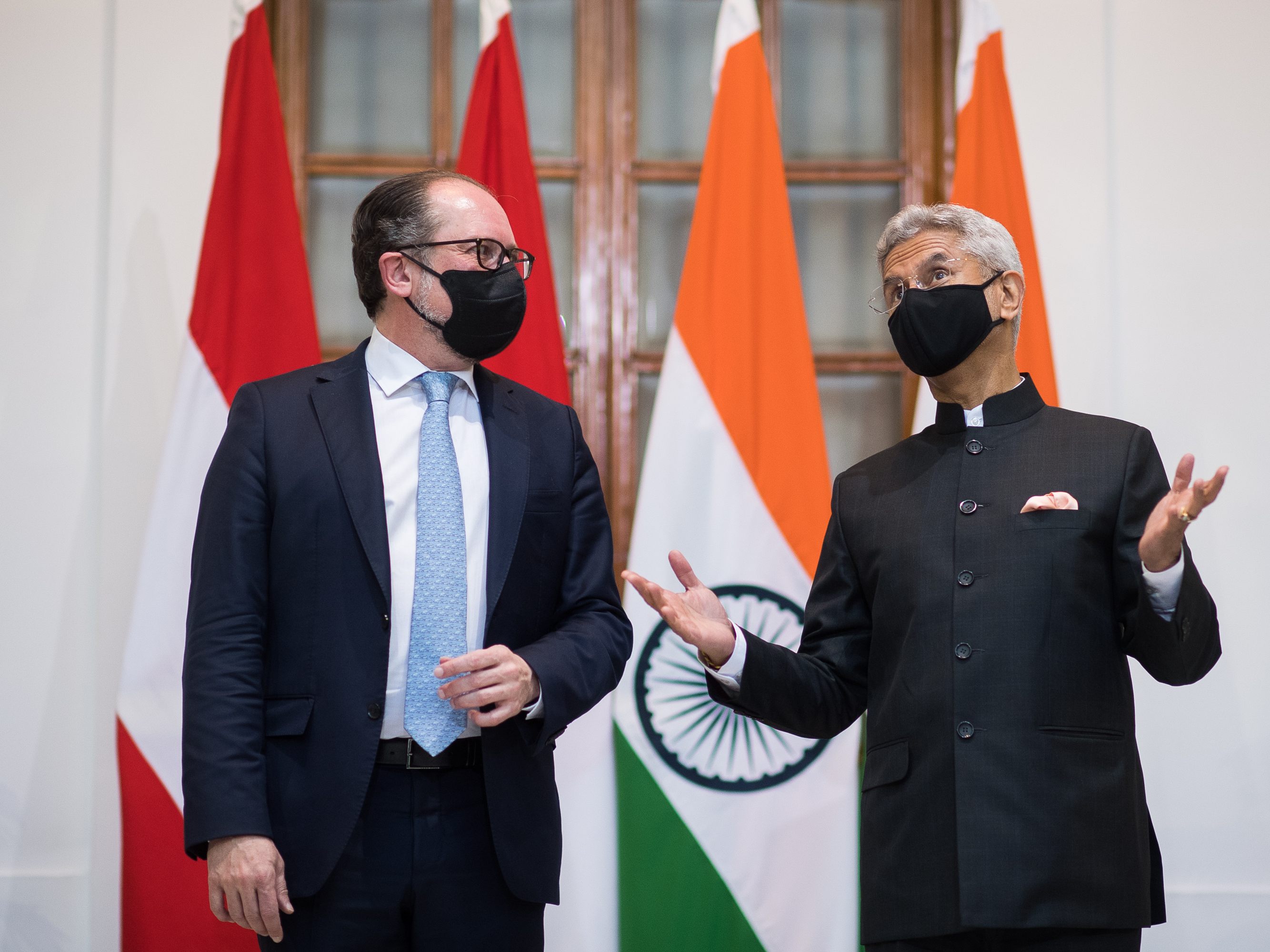 Schallenberg traf seinen indischen Amtskollegen Subrahmanyam Jaishankar in Neu Delhi. Schallenberg traf seinen indischen Amtskollegen Subrahmanyam Jaishankar in Neu Delhi.