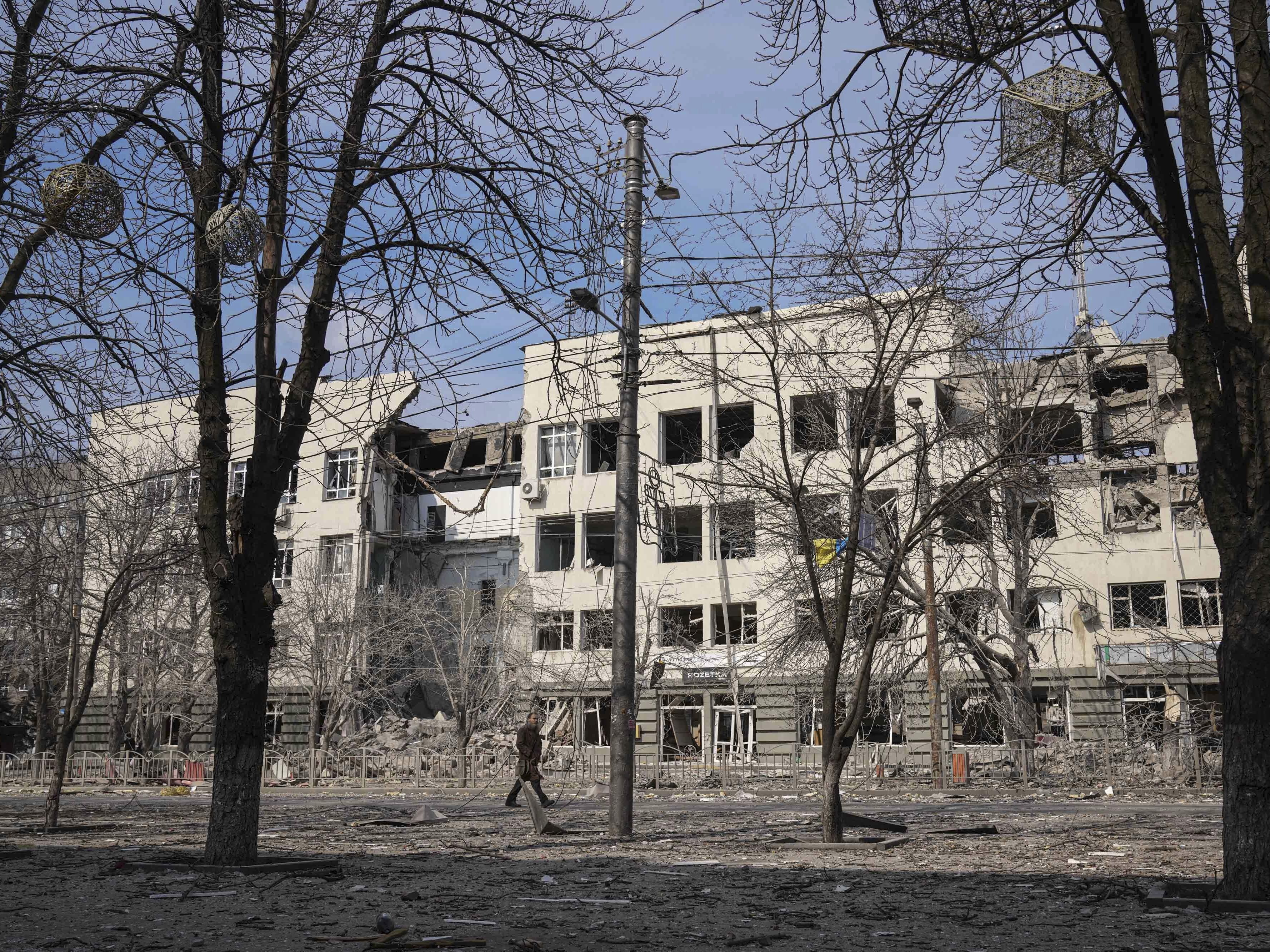 Das Bild zeigt die Stadt Mariupol in der Ukraine am Wochenende. Das Bild zeigt die Stadt Mariupol in der Ukraine am Wochenende.