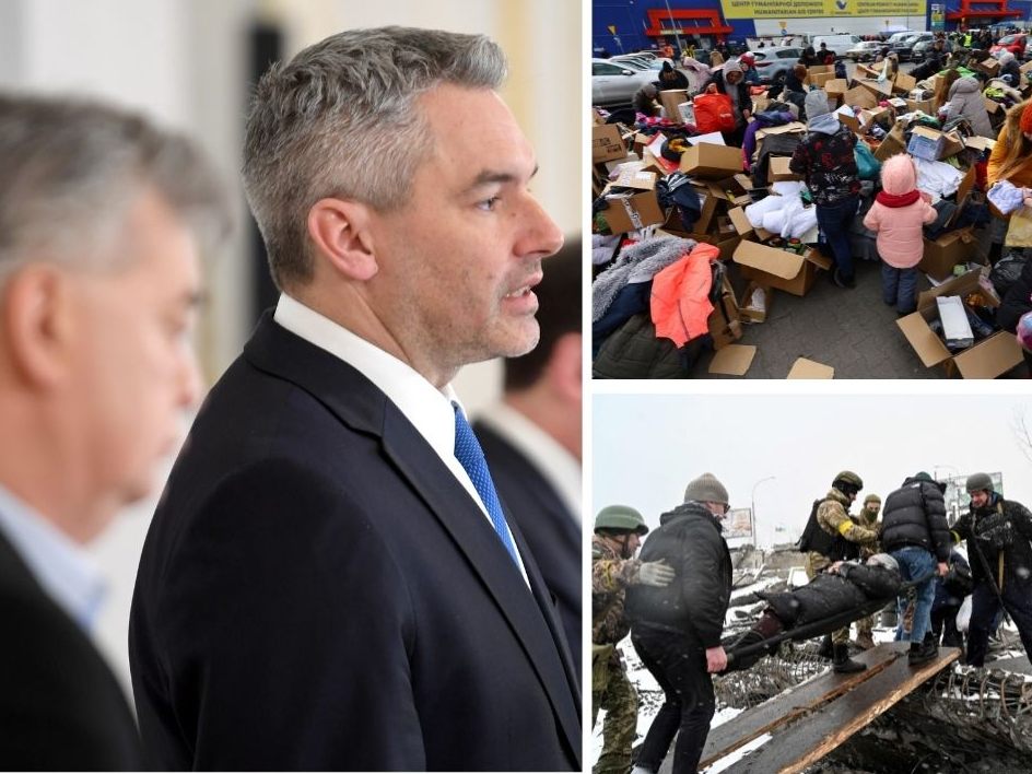 Nehammer und Kogler zur Situation in der Ukraine.
