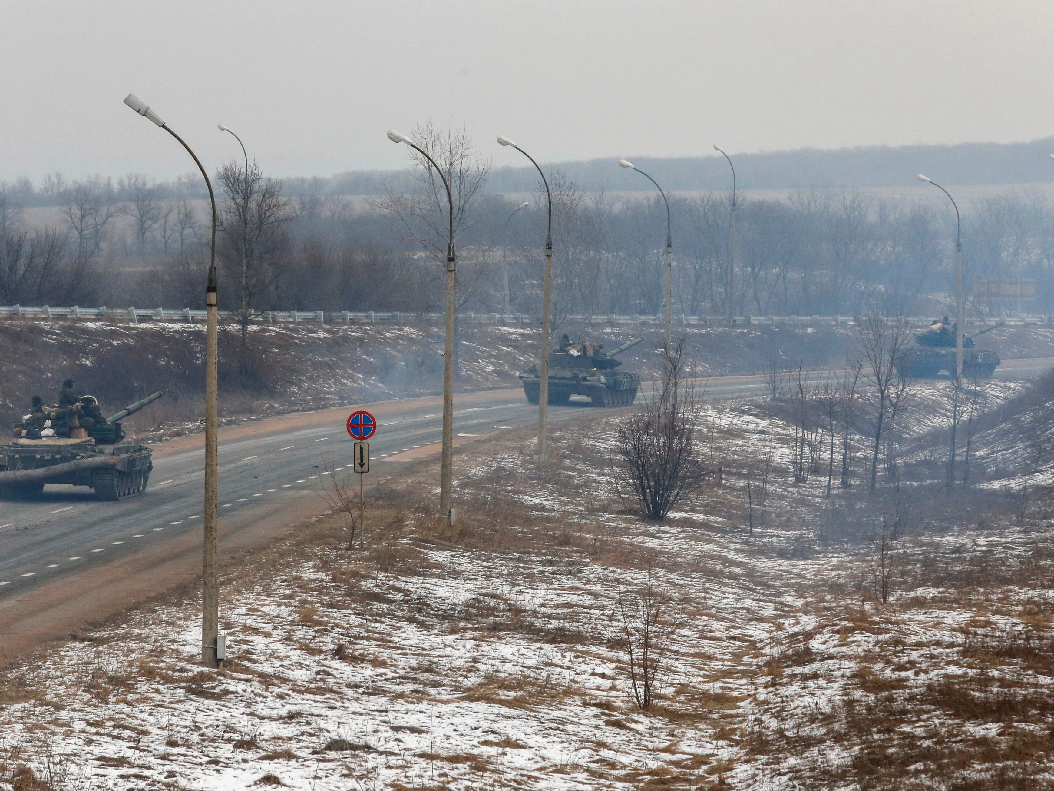 Das Bild zeigt einen Vorort von Donezk in der Ukraine am 5. März.