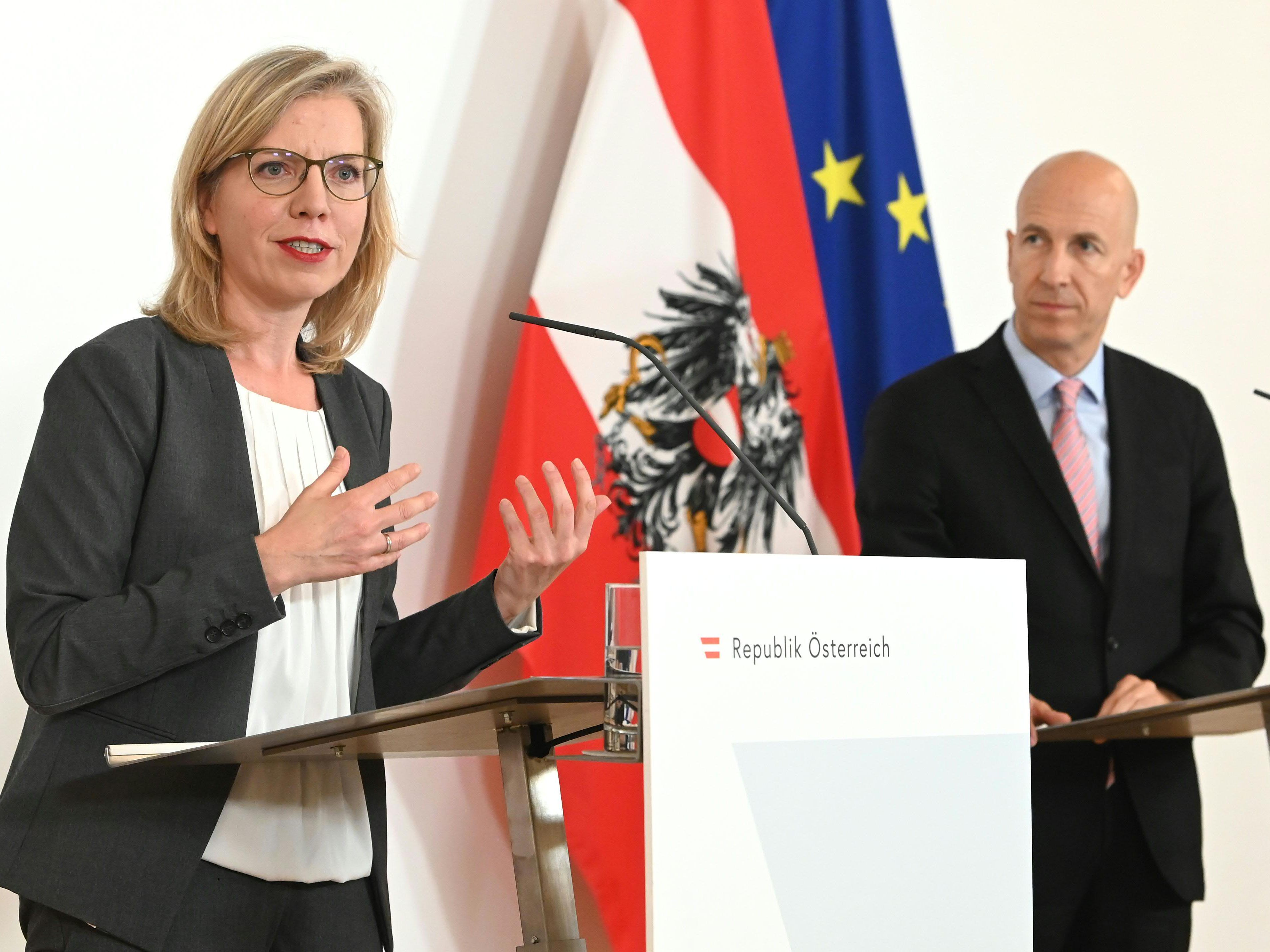 Pressekonferenz zum Startschuss für die Umweltstiftung mit Gewessler und Kocher im Livestream.