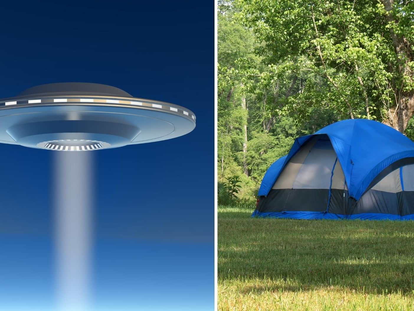 Wie ein UFO schwebte das Campingzelt am Himmel.