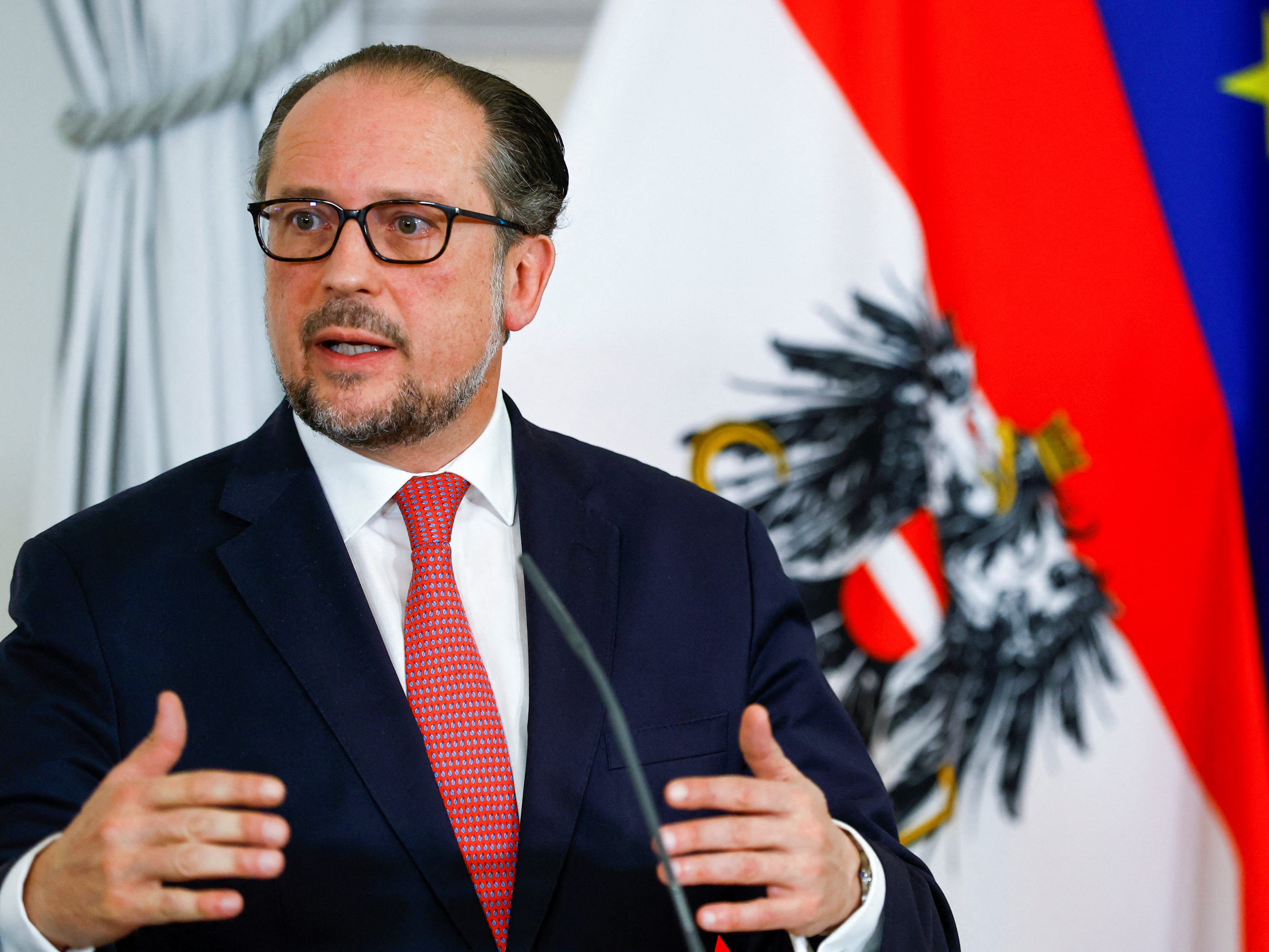 Außenminister Alexander Schallenberg nach dem Ministerrat am Mittwoch Außenminister Alexander Schallenberg nach dem Ministerrat am Mittwoch