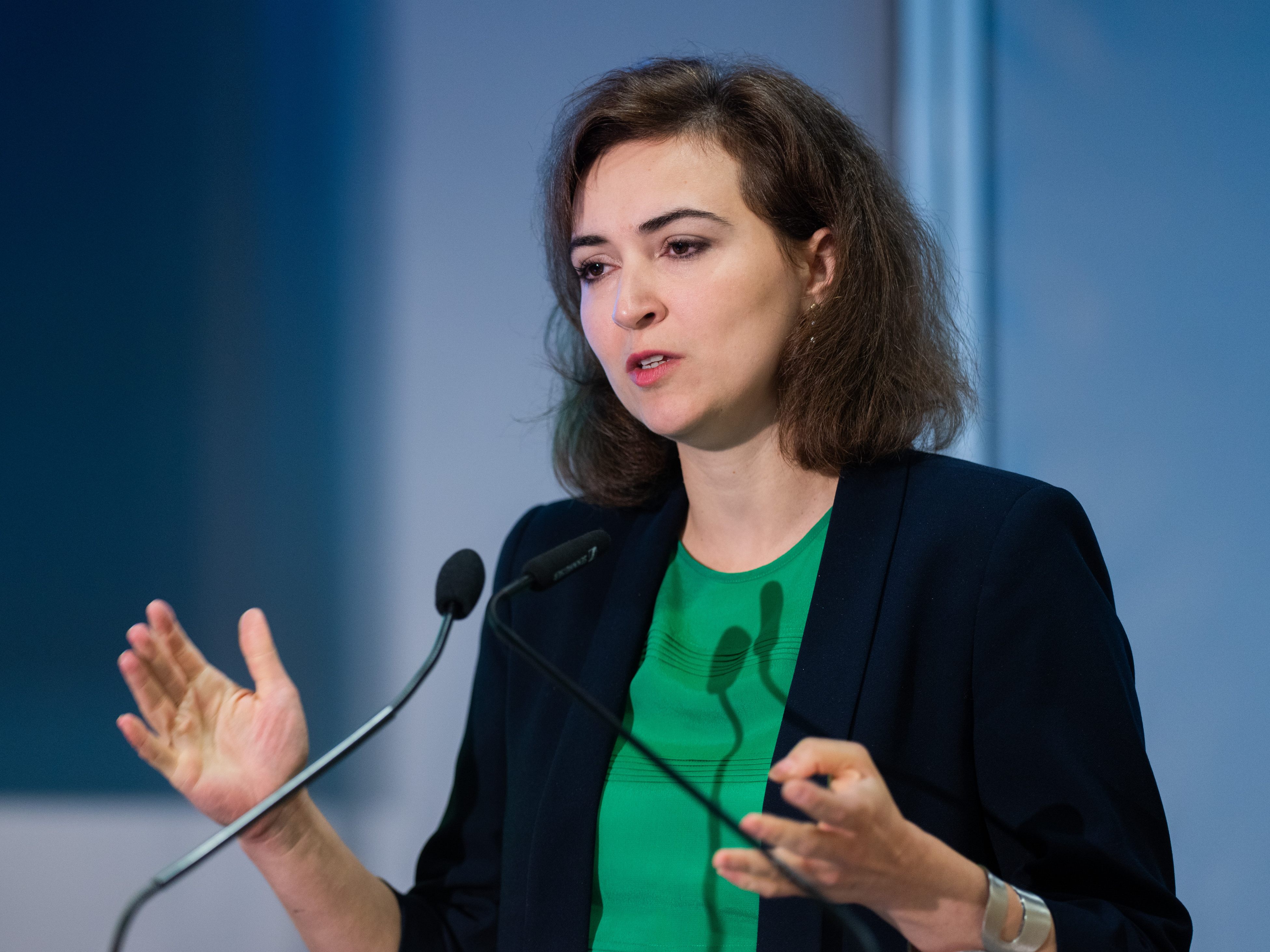 Justizministerin Alma Zadic (Grüne) nahm kurz Stellung zum Rückzug der Rechtsschutzbeauftragten Gabriele Aicher