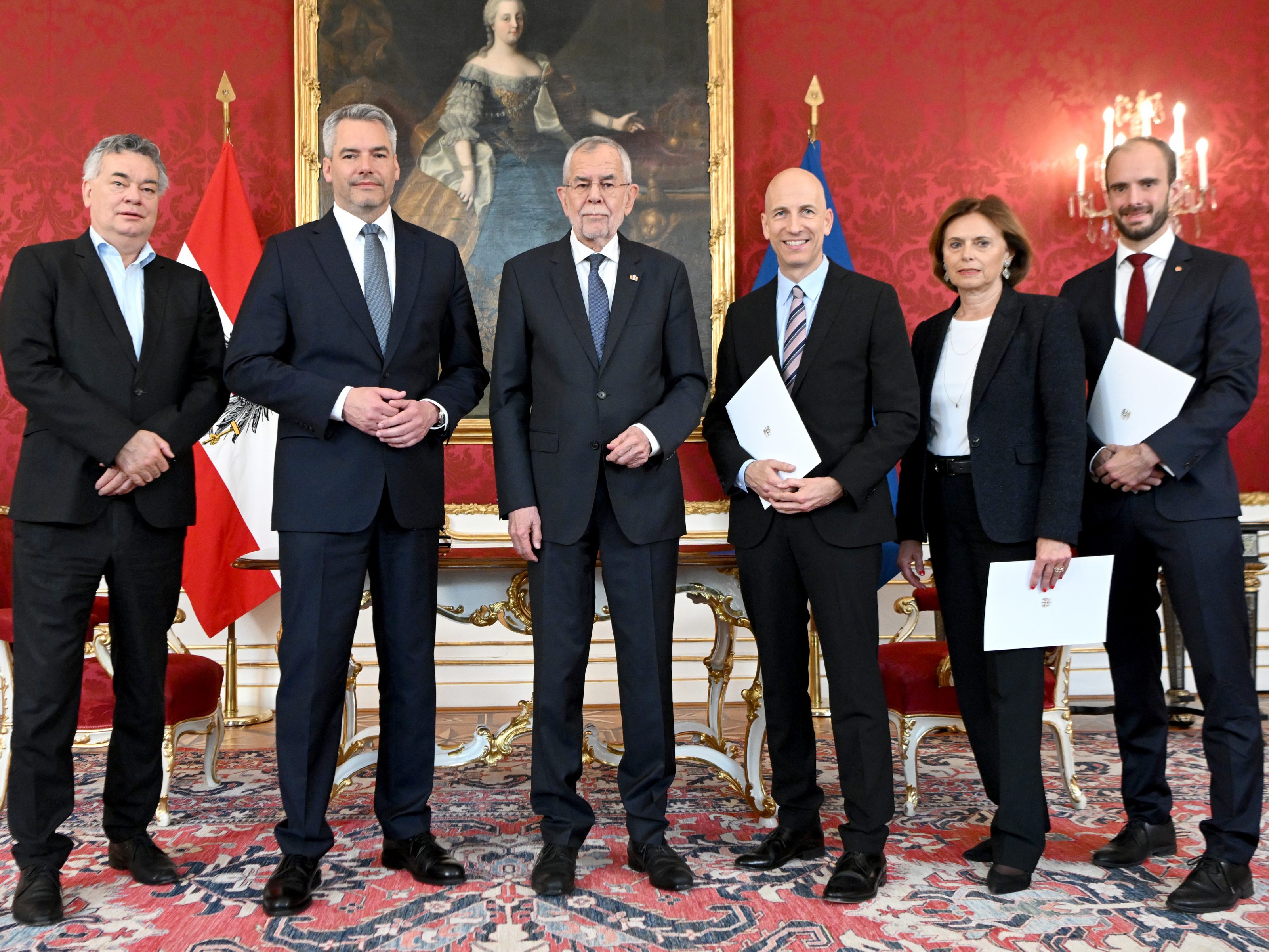Kocher, Tursky und Kraus-Winkler bei Van der Bellen. Kocher, Tursky und Kraus-Winkler bei Van der Bellen.