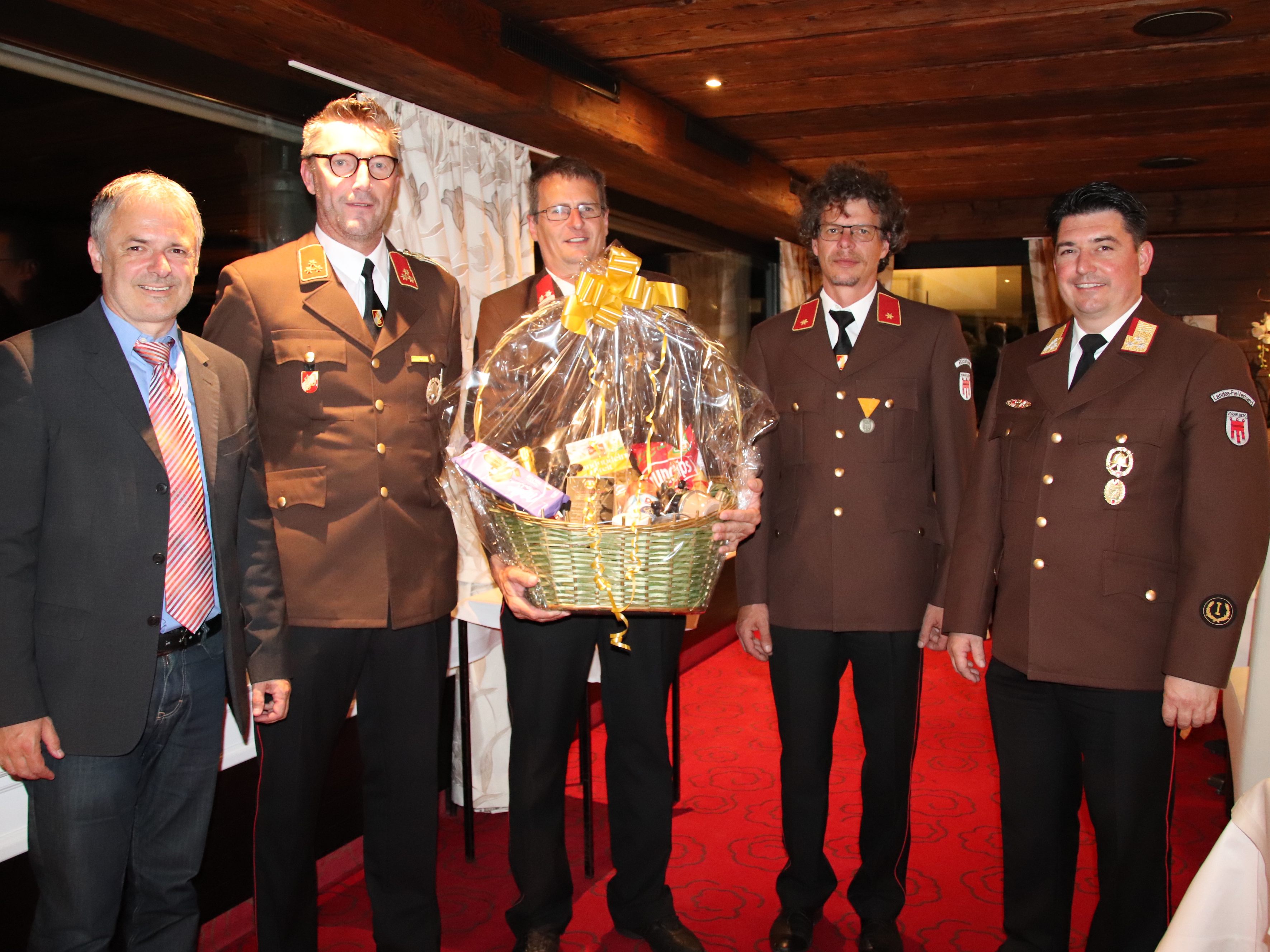Bgm. Walter Moosbrugger, Kommandant Markus Nenning, Herwig Eberle, Josef Eberle und BFI Reinhard Karg.