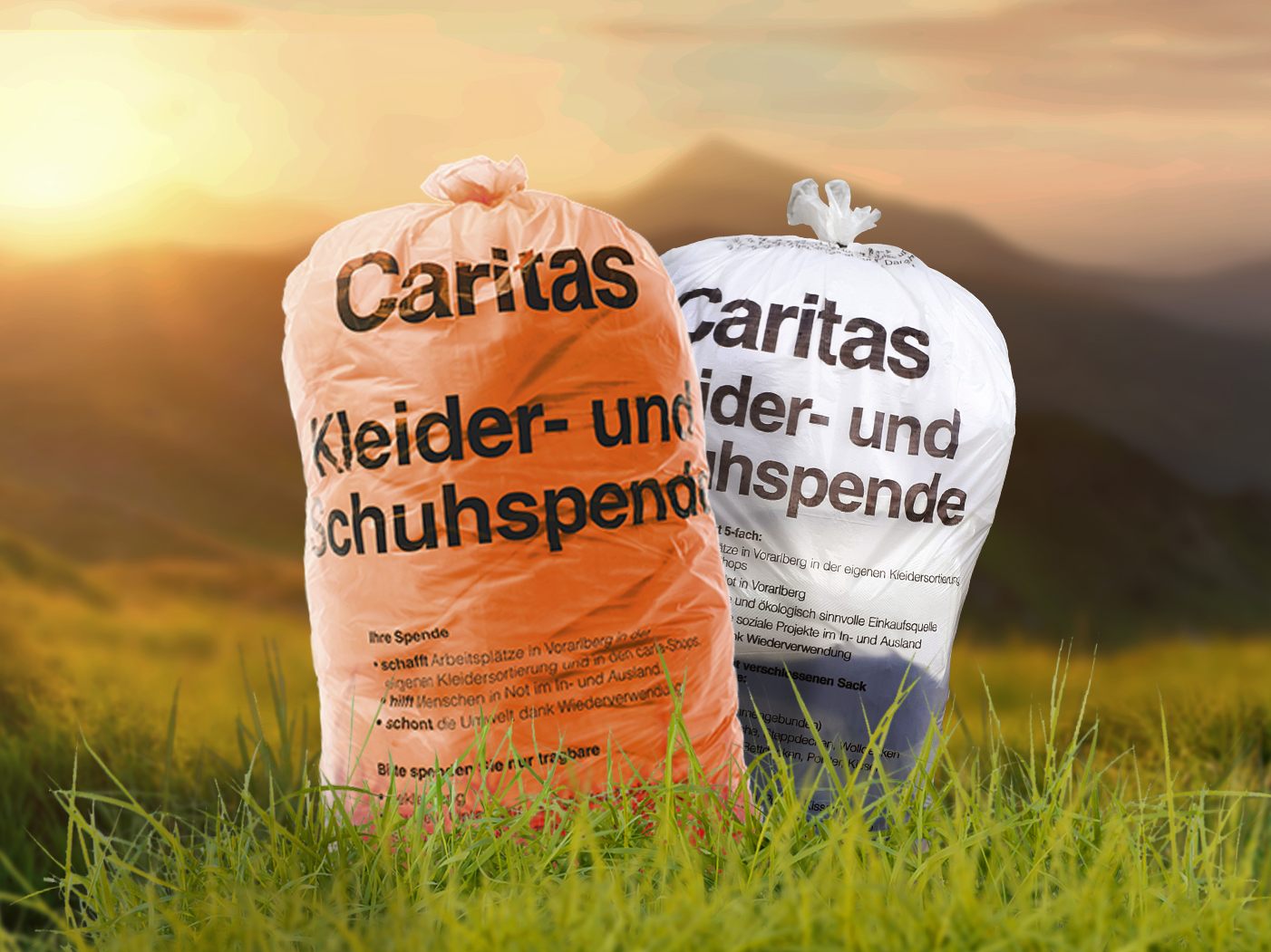Verringerter Kunststoff-Einsatz beim Caritas-Kleidersack.
