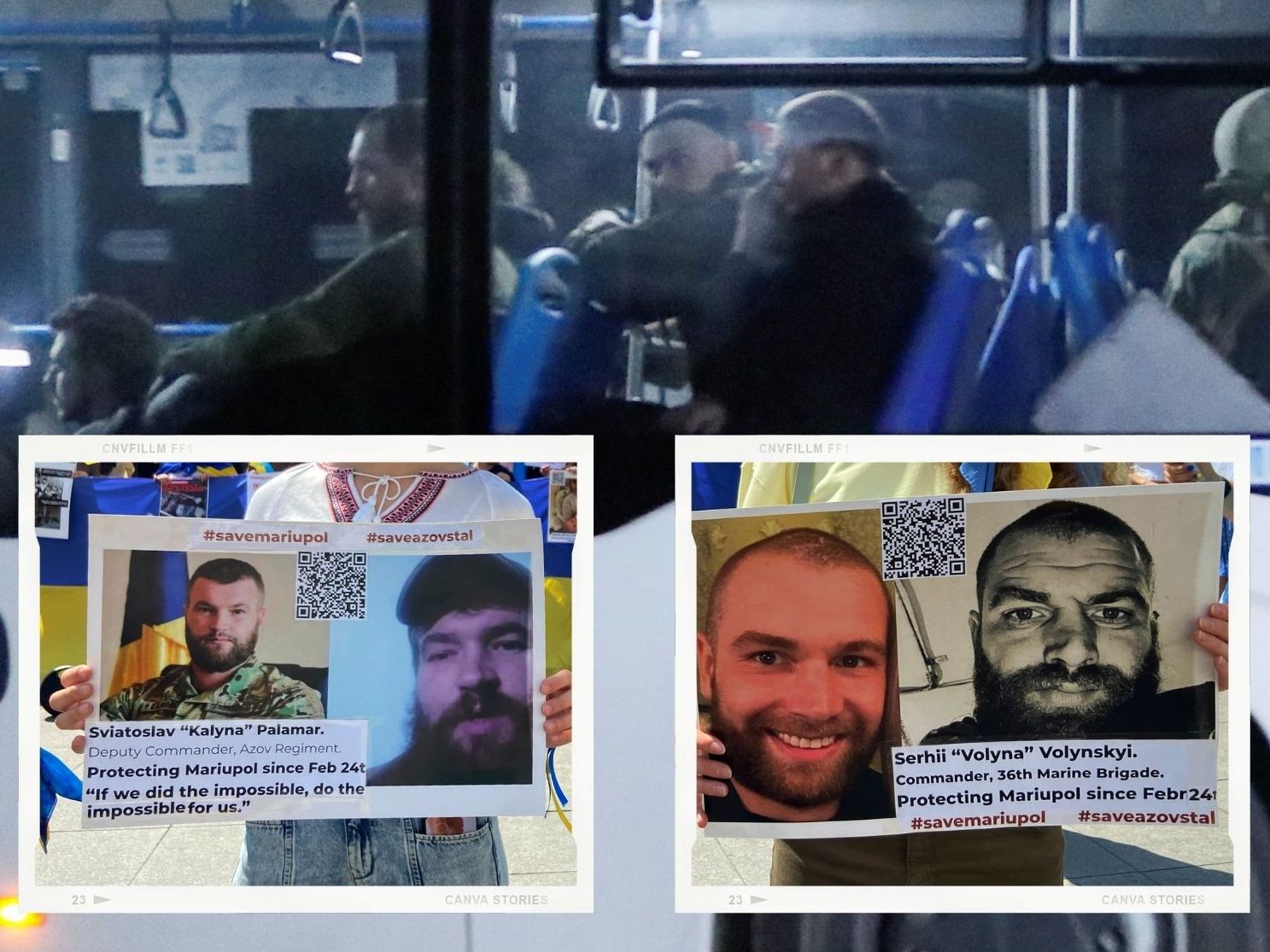 Ukrainische Soldaten verlassen das Gelände des Asow-Stahlwerks in Mariupol..