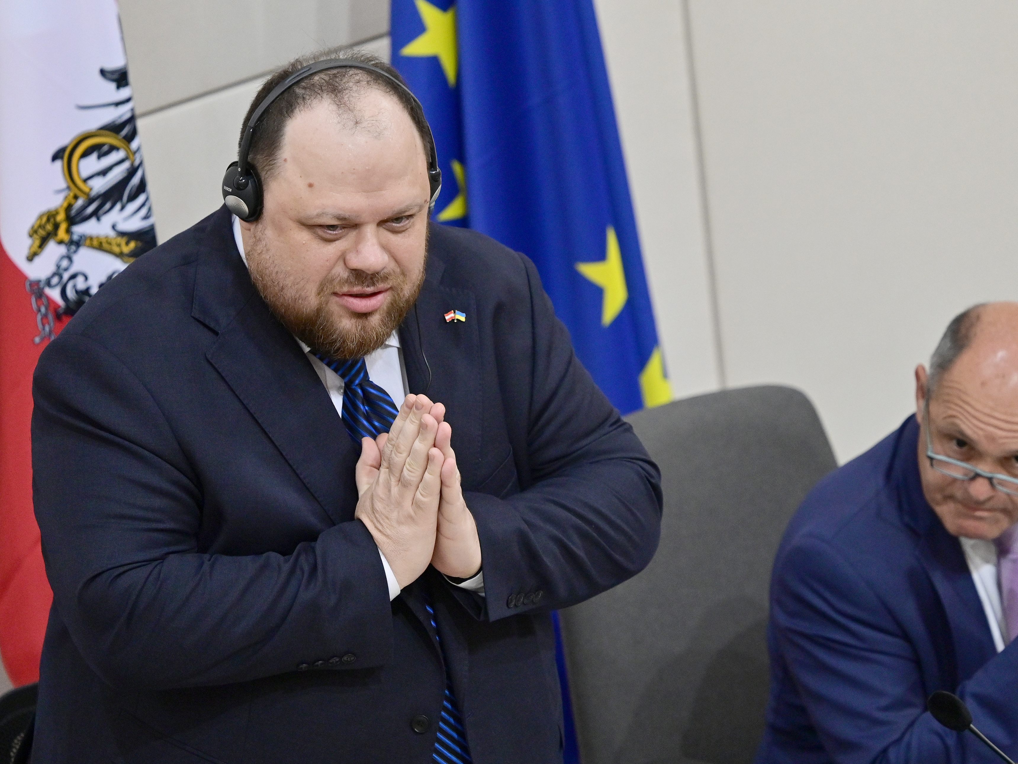 Werchowna Rada Ruslan Stefantschuk ukrainischer Parlamentspräsident bei seiner Rede im Nationalrat in Wien am Dienstag.